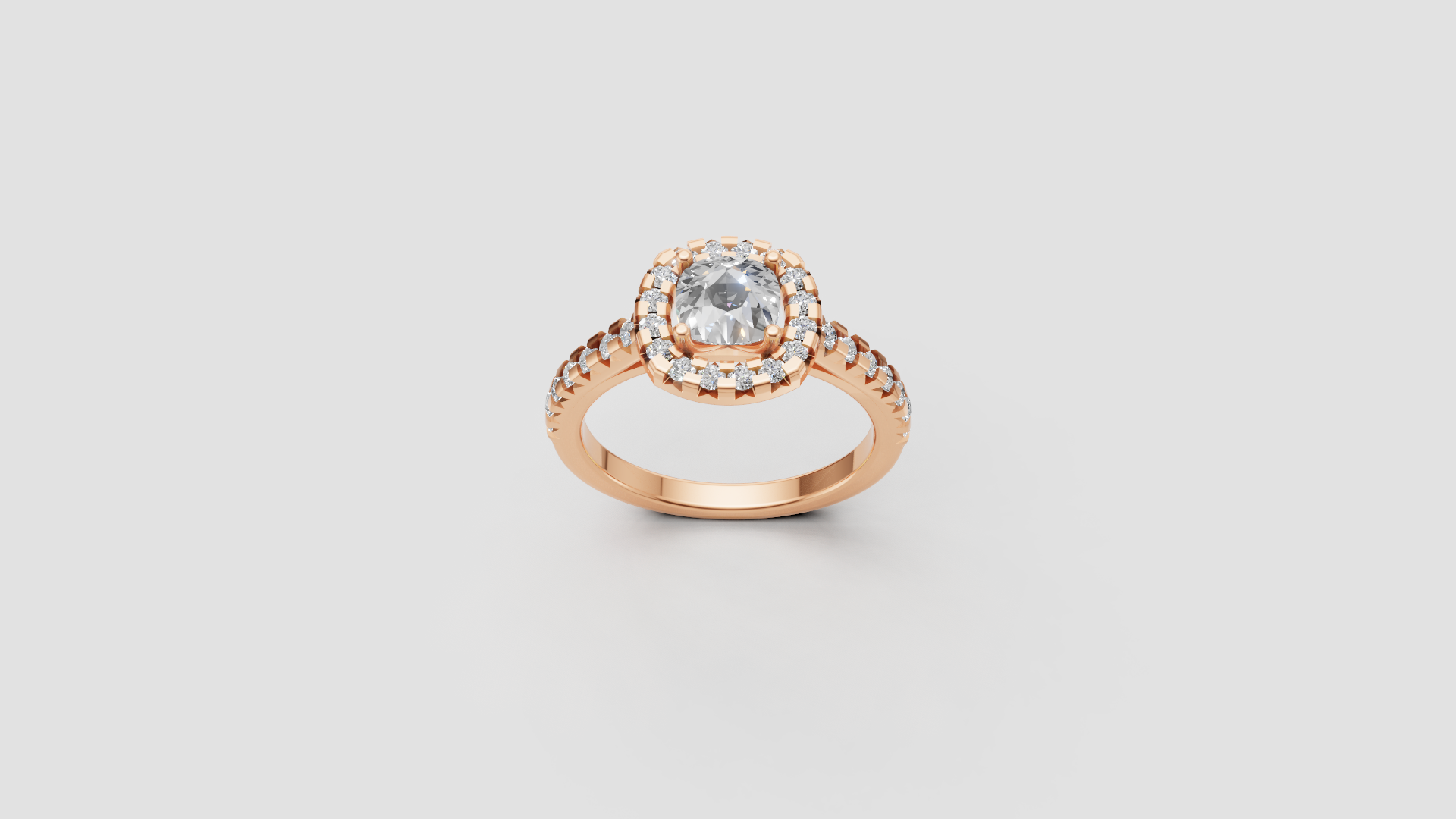 ✨ Halo Round Solitaire Engagement Ring – 14K Gold | DS IMPEX