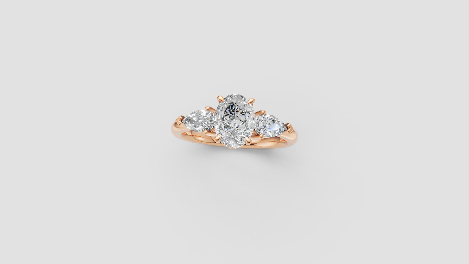 ✨ Three-Stone Oval Diamond Engagement Ring – 14K Gold | DS IMPEX