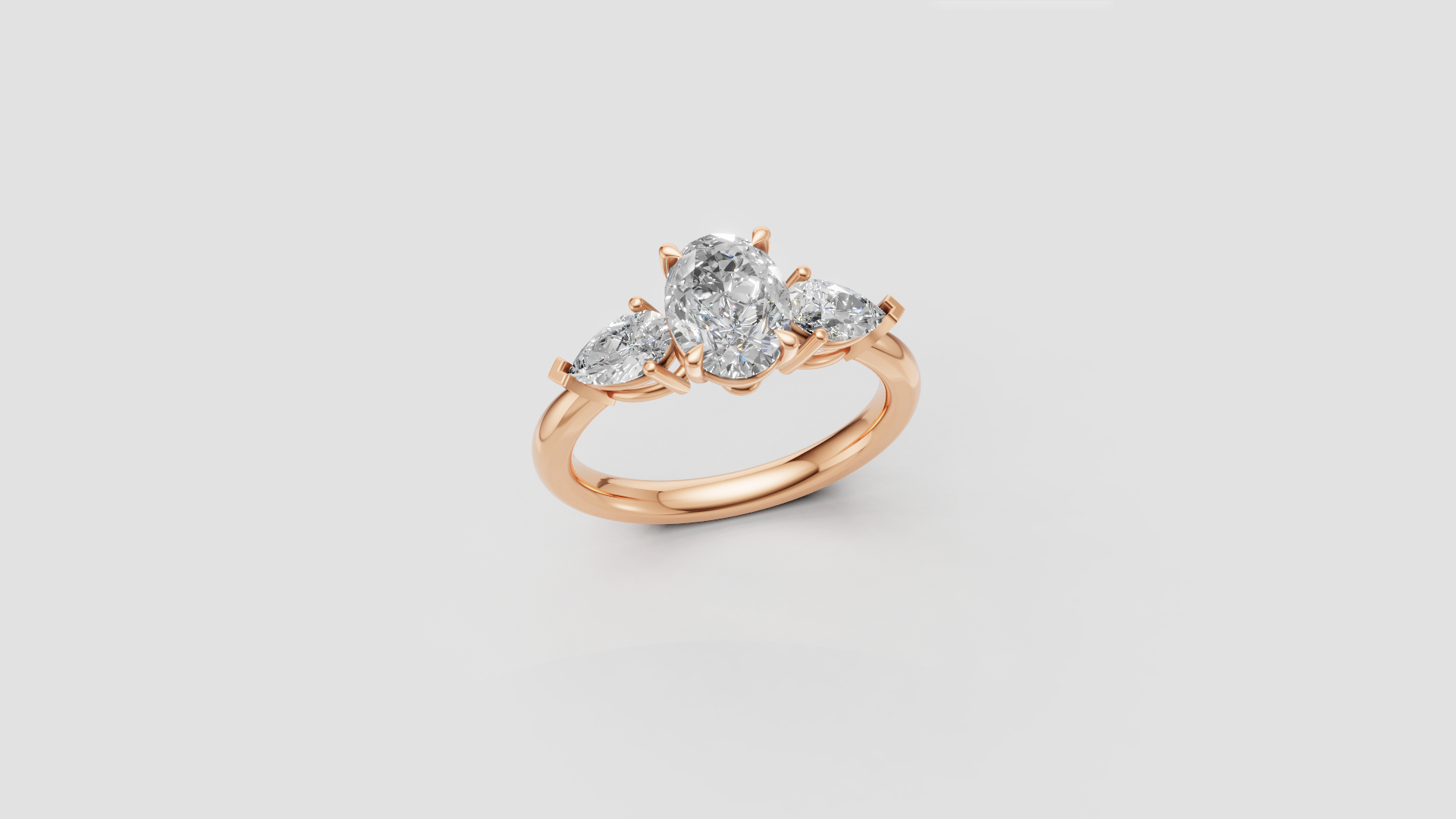 ✨ Three-Stone Oval Diamond Engagement Ring – 14K Gold | DS IMPEX