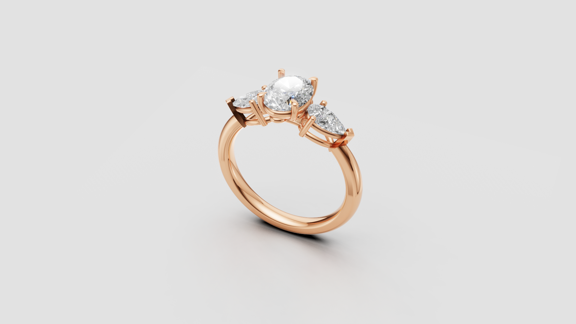 ✨ Three-Stone Oval Diamond Engagement Ring – 14K Gold | DS IMPEX