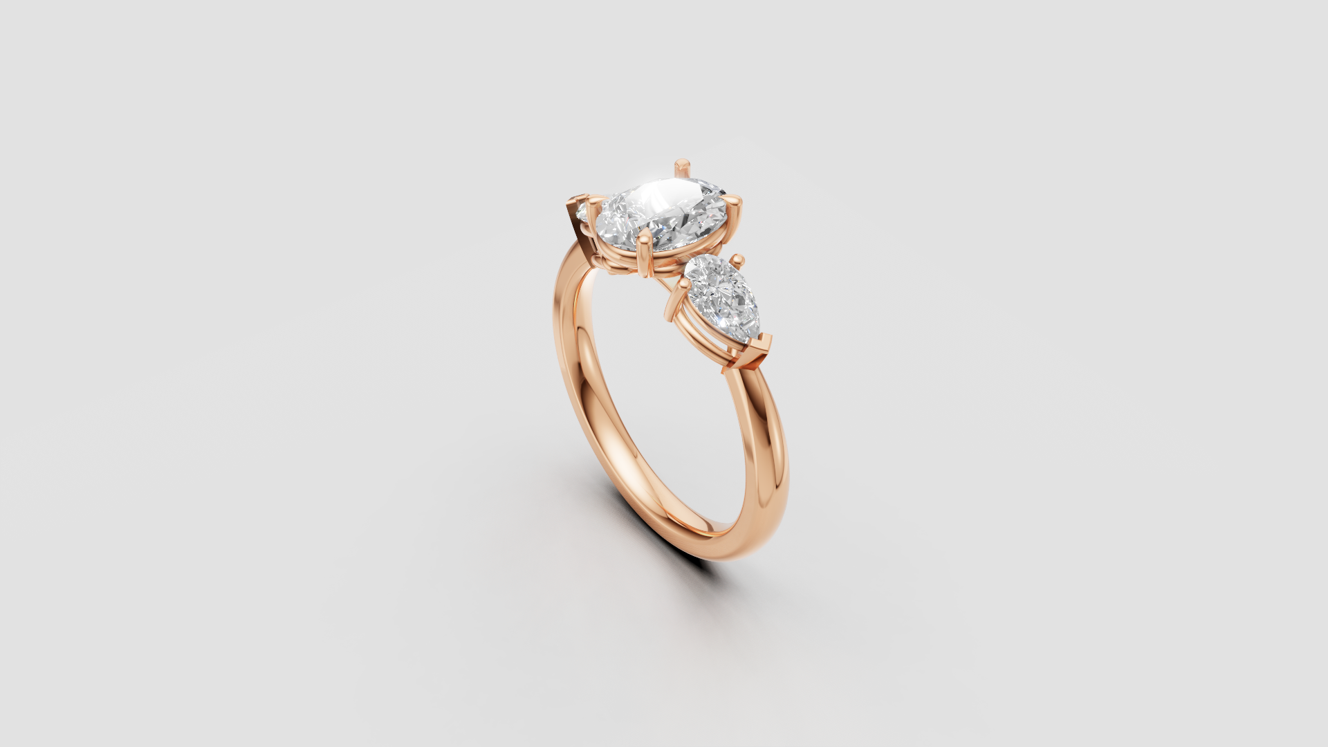 ✨ Three-Stone Oval Diamond Engagement Ring – 14K Gold | DS IMPEX