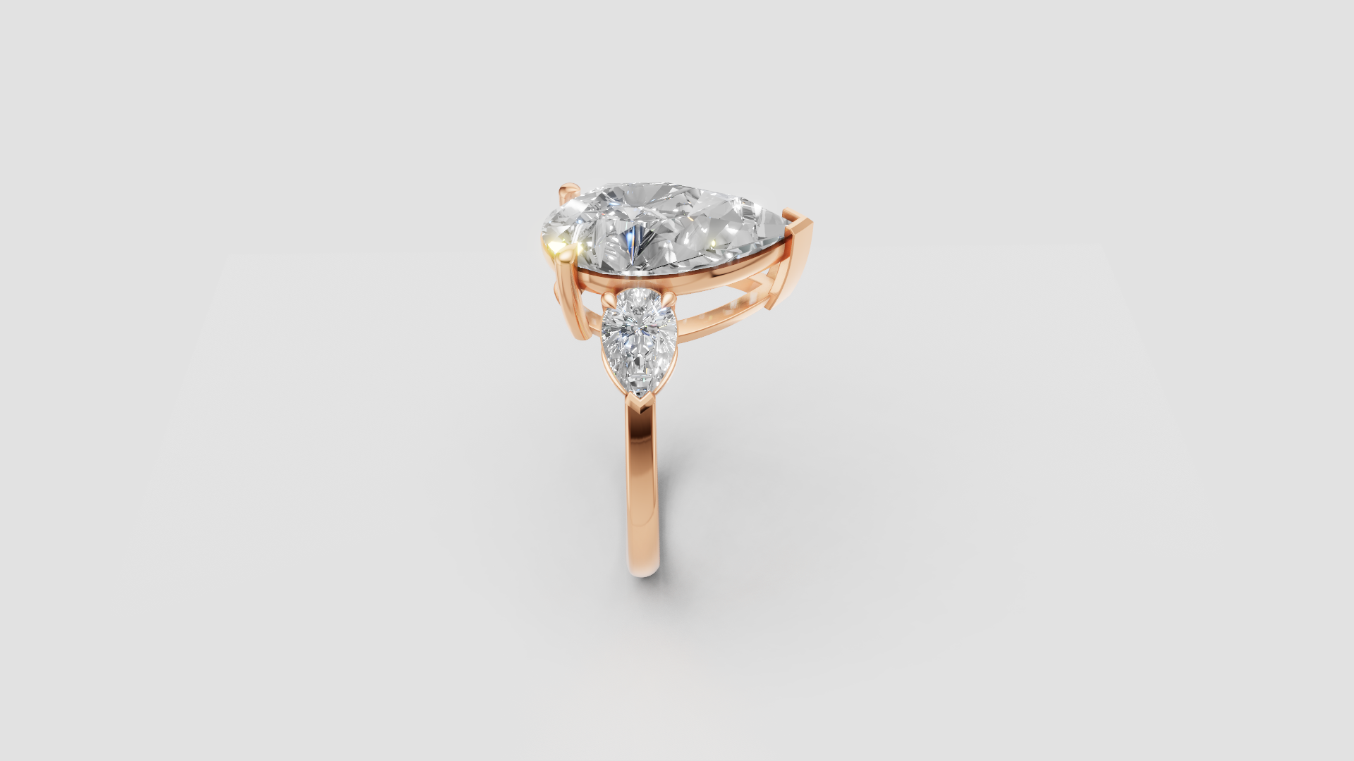 💎 Pear-Cut Diamond Three-Stone Ring | 18K Gold | DS IMPEX