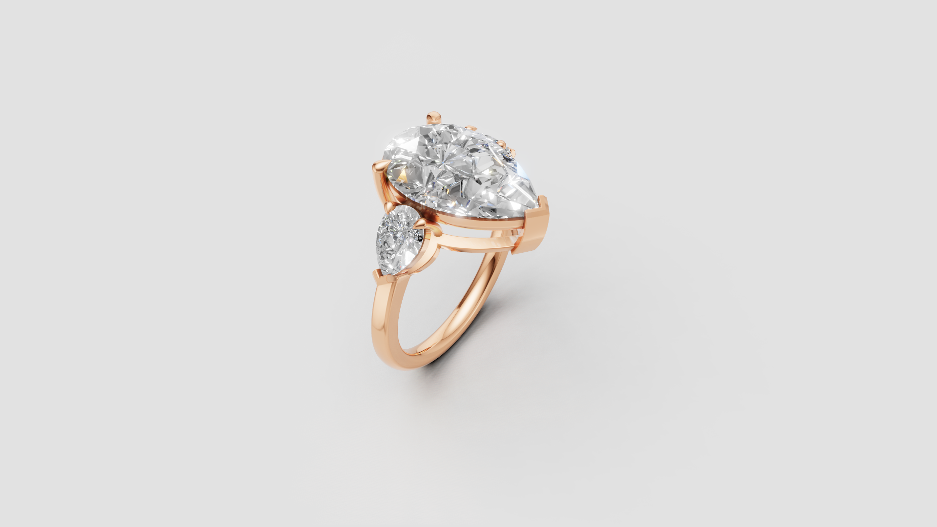 💎 Pear-Cut Diamond Three-Stone Ring | 18K Gold | DS IMPEX