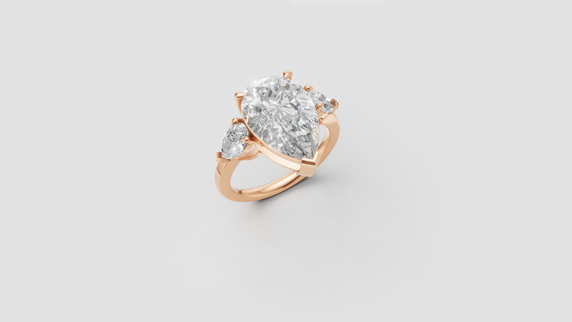 💎 Pear-Cut Diamond Three-Stone Ring | 18K Gold | DS IMPEX