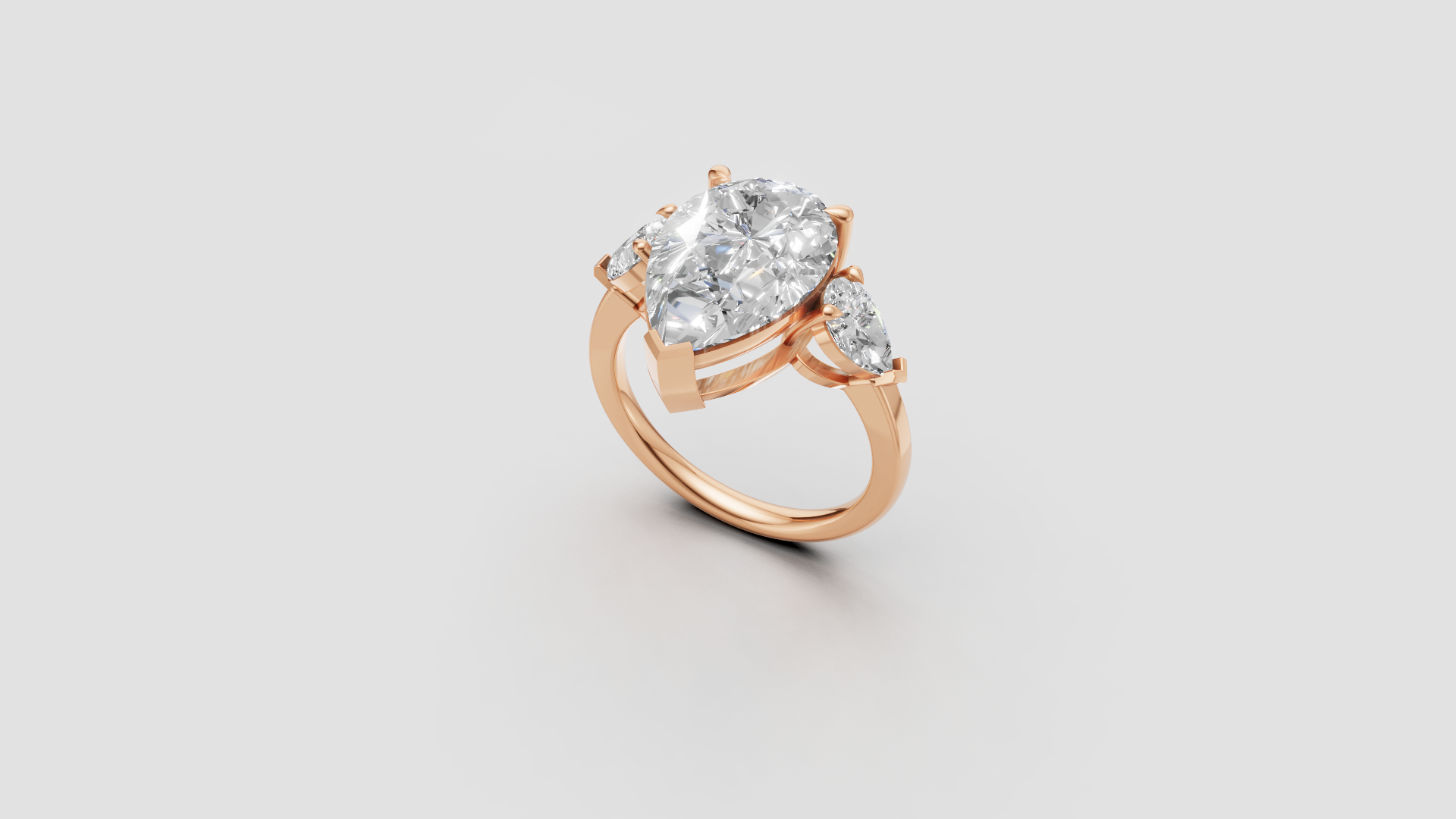 💎 Pear-Cut Diamond Three-Stone Ring | 18K Gold | DS IMPEX
