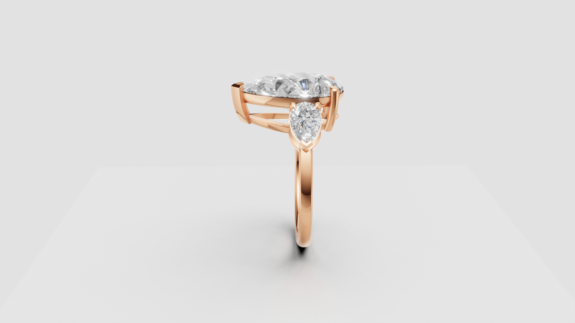💎 Pear-Cut Diamond Three-Stone Ring | 18K Gold | DS IMPEX