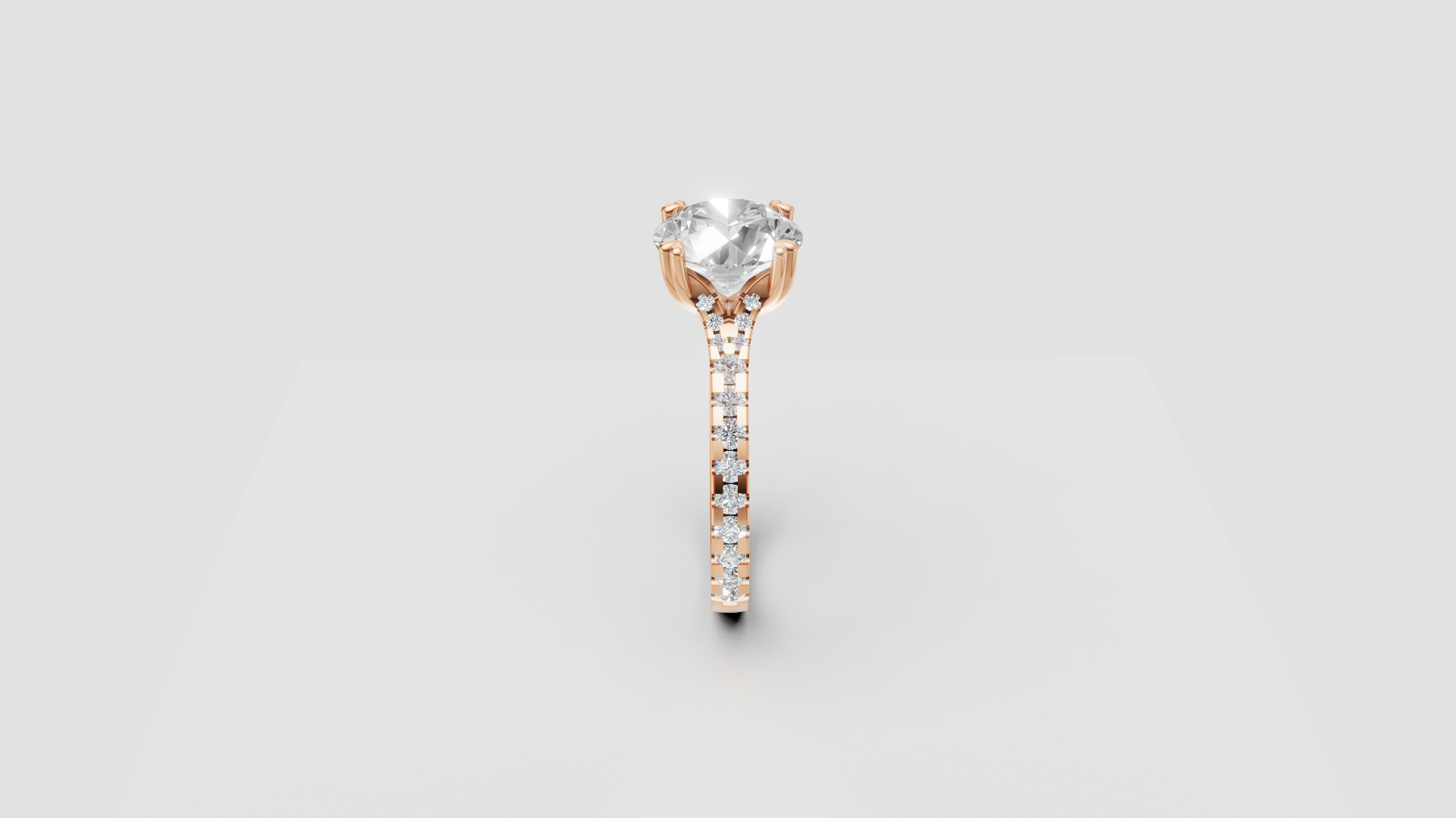 💎 Round-Cut Diamond Solitaire with Side Stones | 18K Gold | DS IMPEX