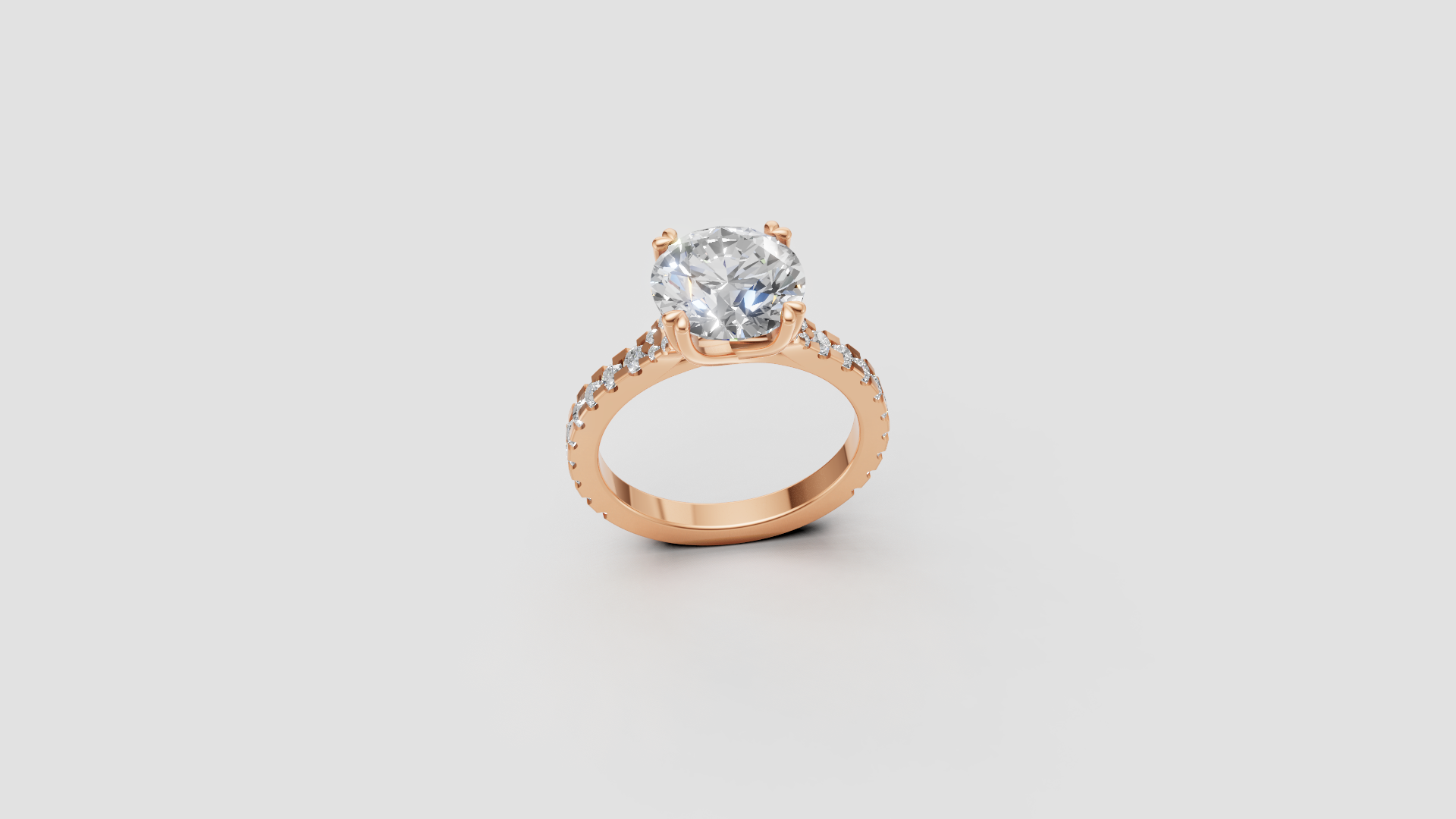 💎 Round-Cut Diamond Solitaire with Side Stones | 18K Gold | DS IMPEX