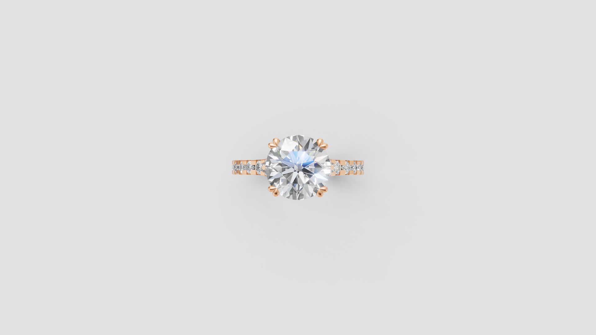 💎 Round-Cut Diamond Solitaire with Side Stones | 18K Gold | DS IMPEX