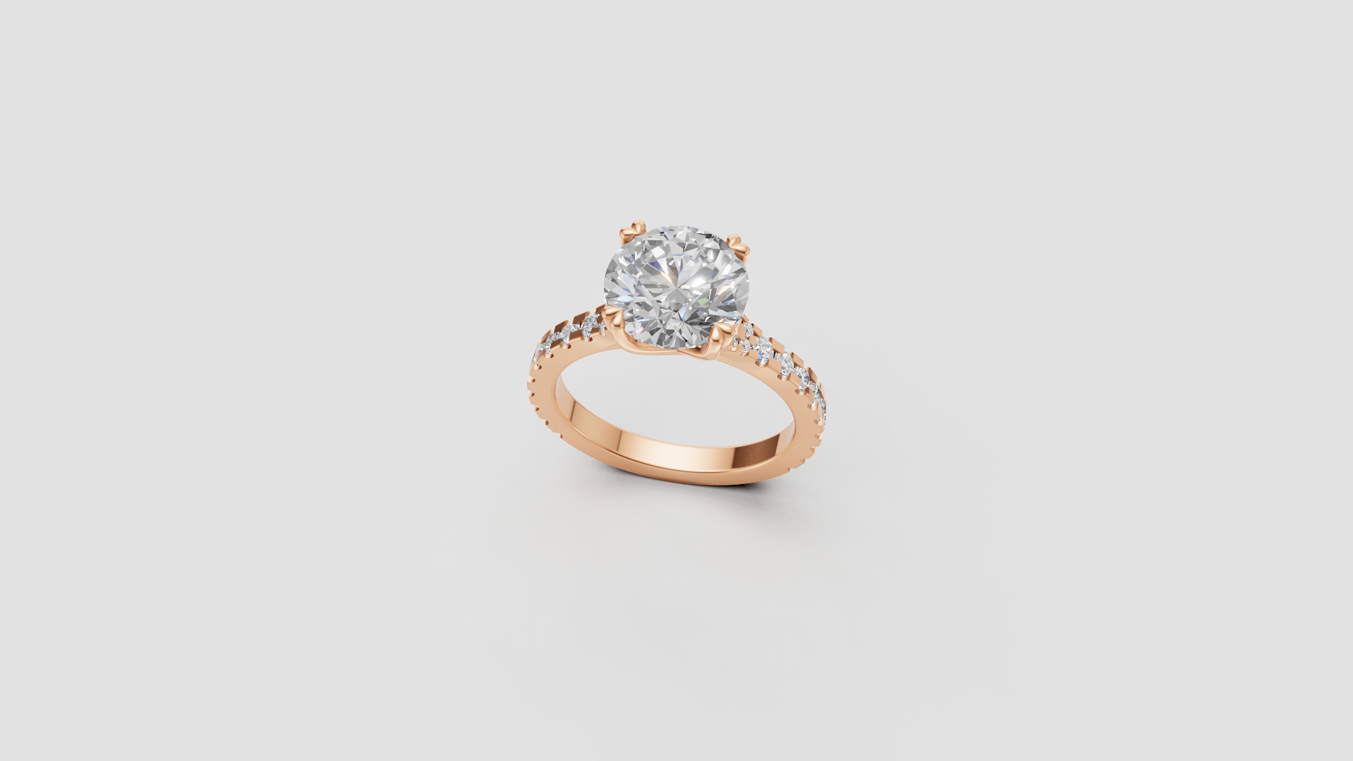 💎 Round-Cut Diamond Solitaire with Side Stones | 18K Gold | DS IMPEX