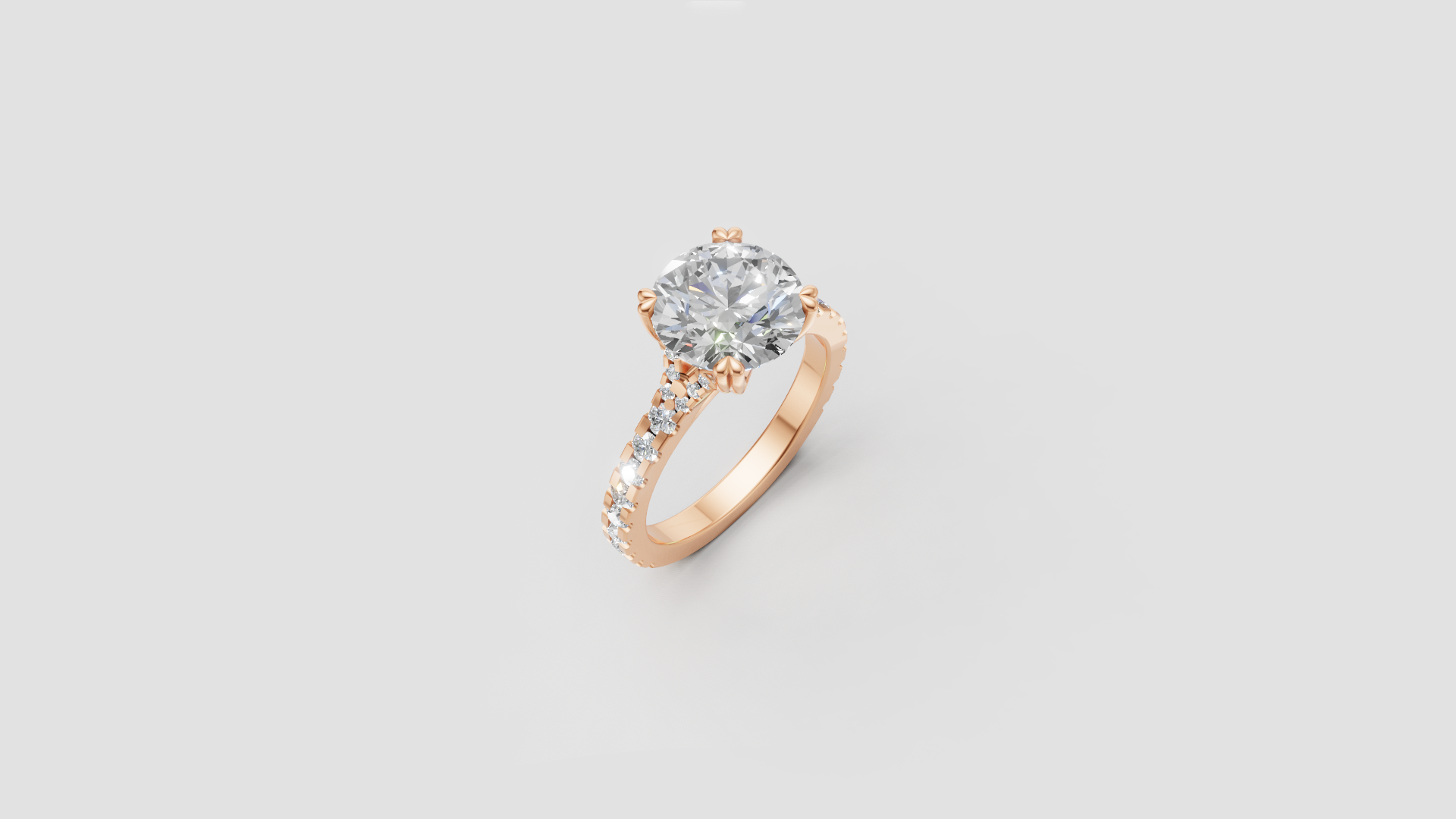 💎 Round-Cut Diamond Solitaire with Side Stones | 18K Gold | DS IMPEX