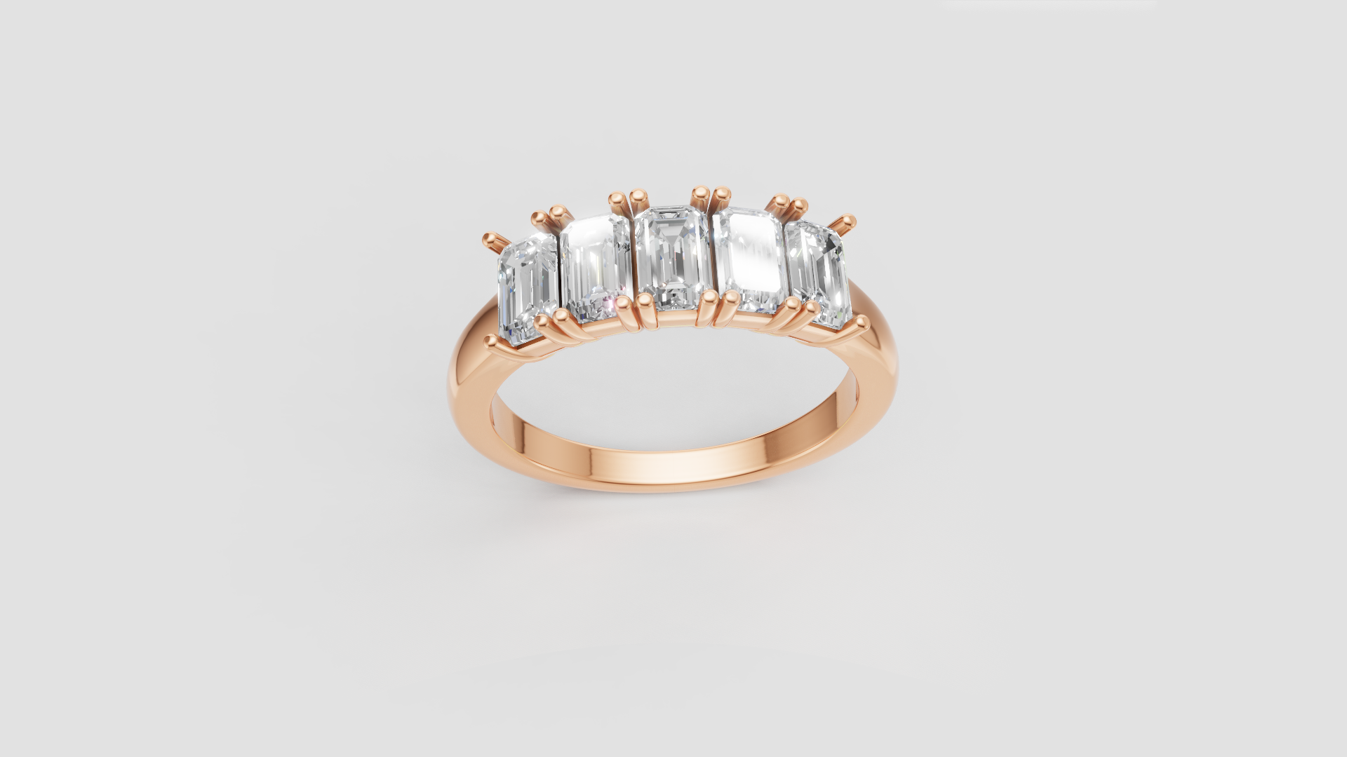 ✨ Emerald-Cut Diamond Band Ring | 18K Gold | DS IMPEX