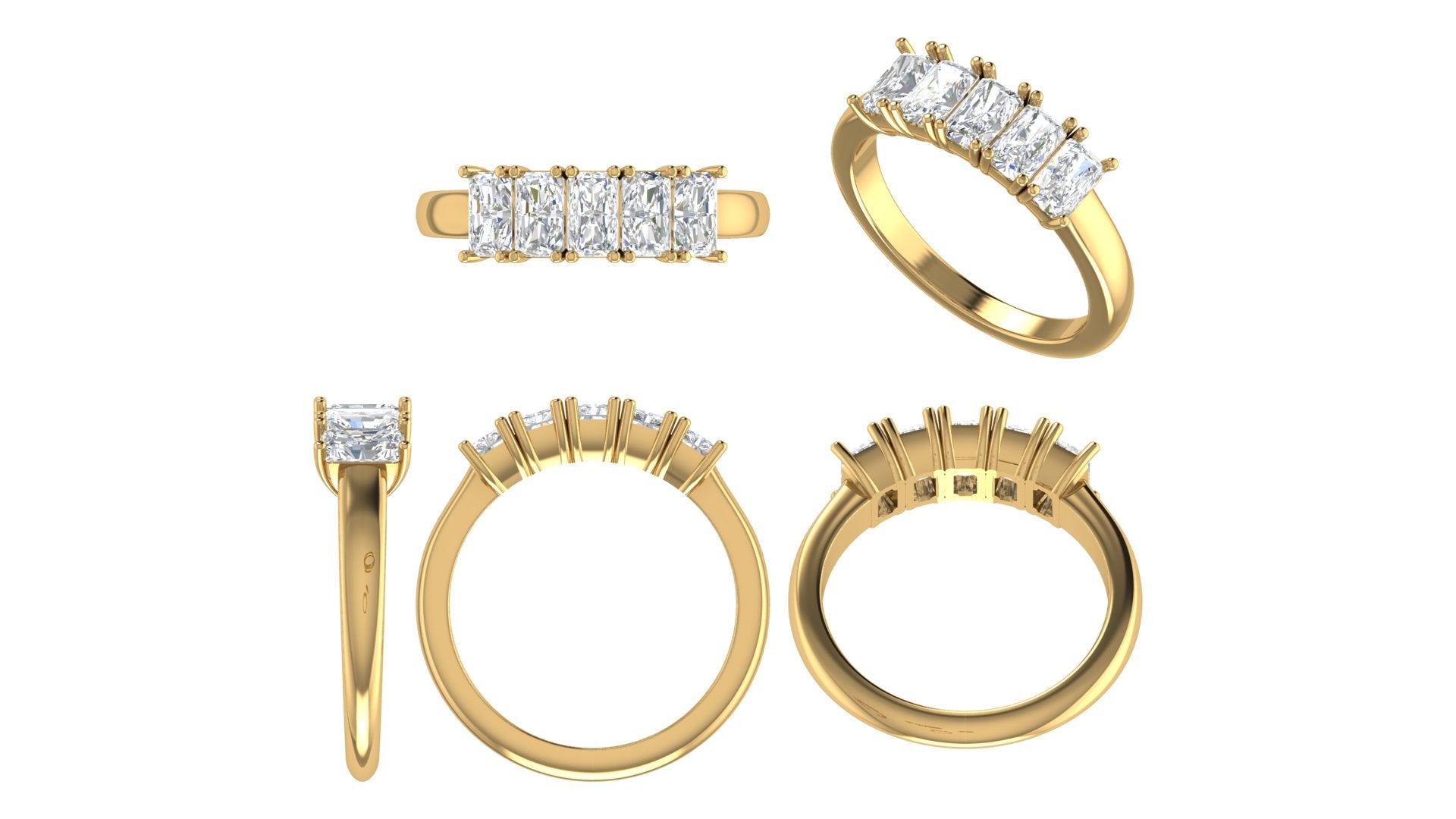 ✨ Emerald-Cut Diamond Band Ring | 18K Gold | DS IMPEX