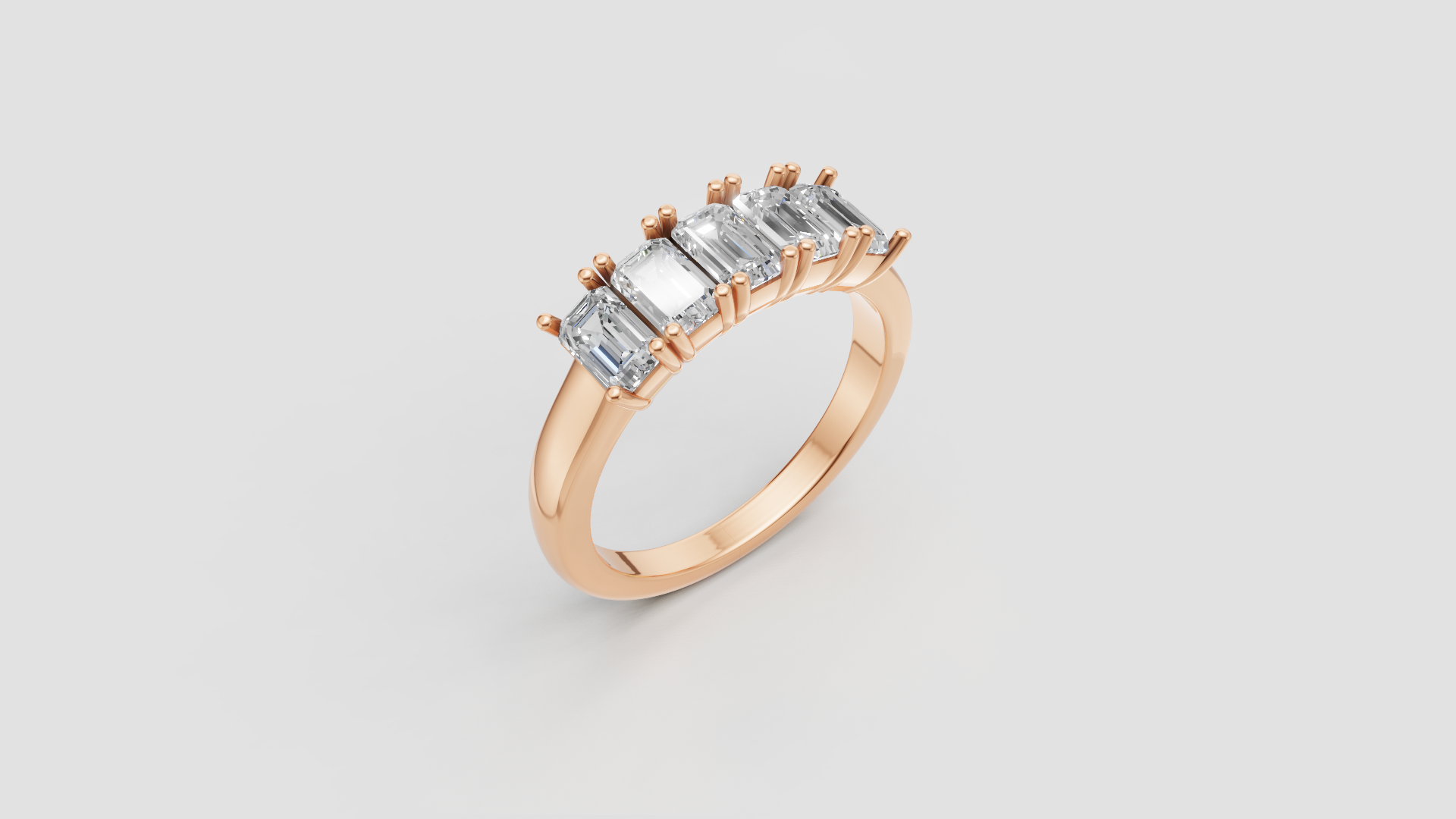 ✨ Emerald-Cut Diamond Band Ring | 18K Gold | DS IMPEX