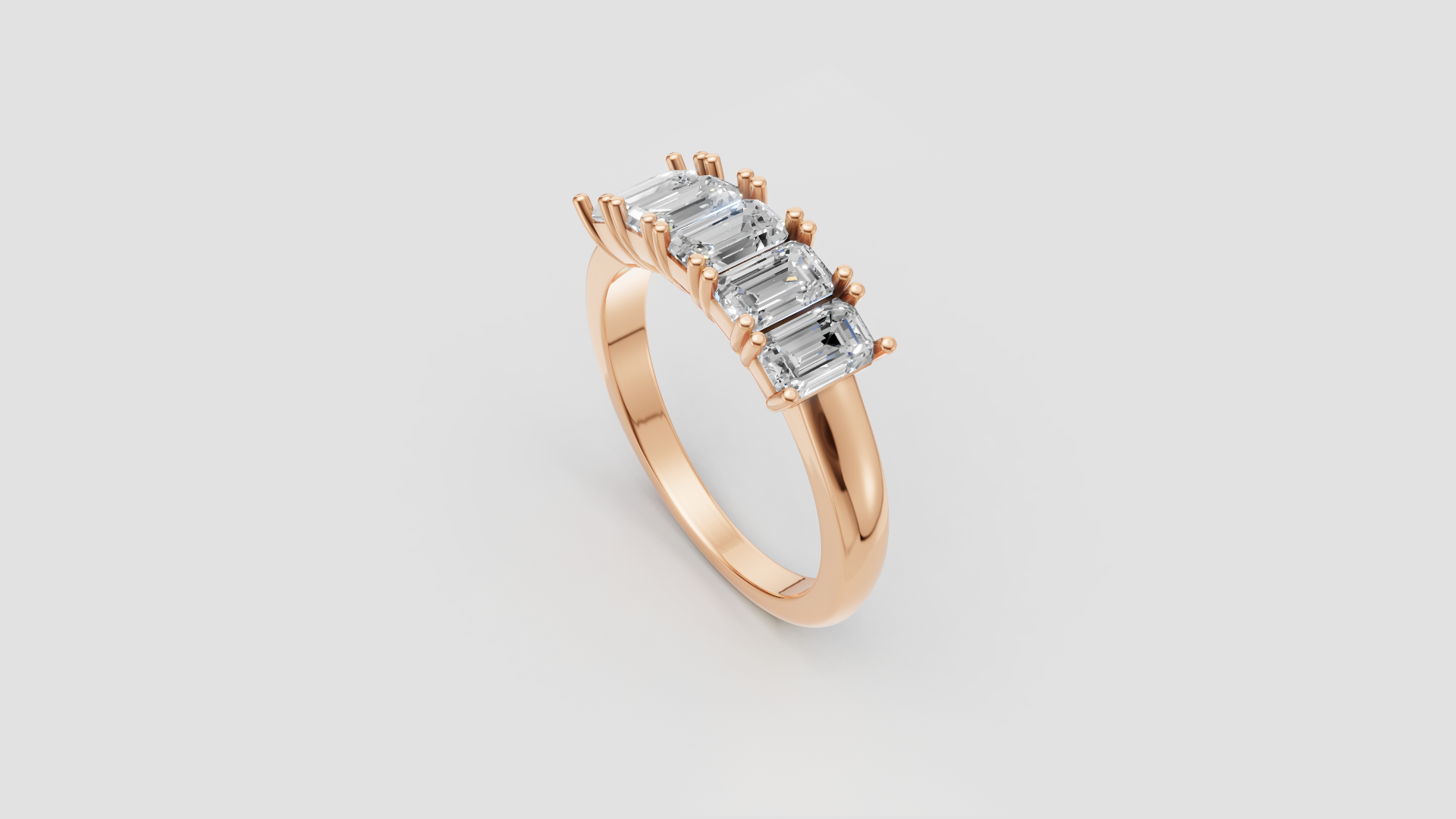 ✨ Emerald-Cut Diamond Band Ring | 18K Gold | DS IMPEX