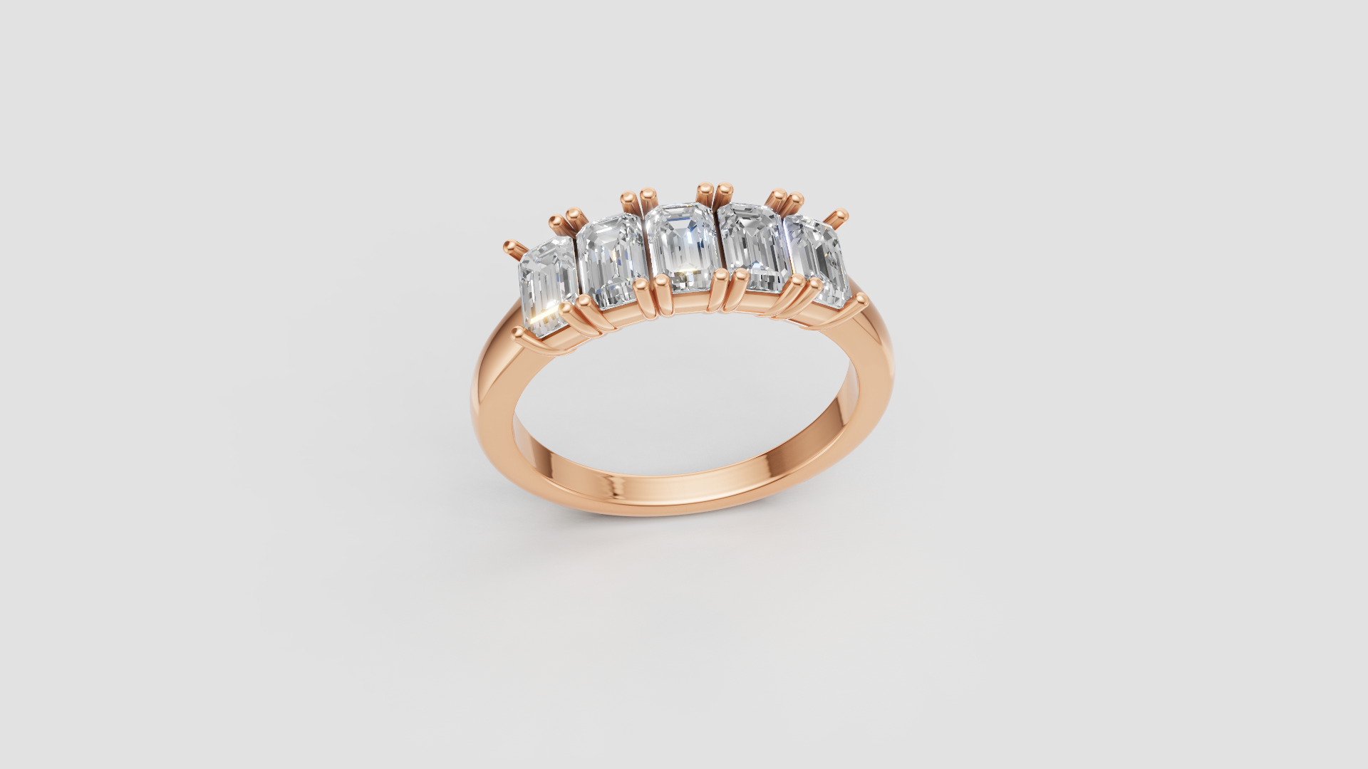 ✨ Emerald-Cut Diamond Band Ring | 18K Gold | DS IMPEX