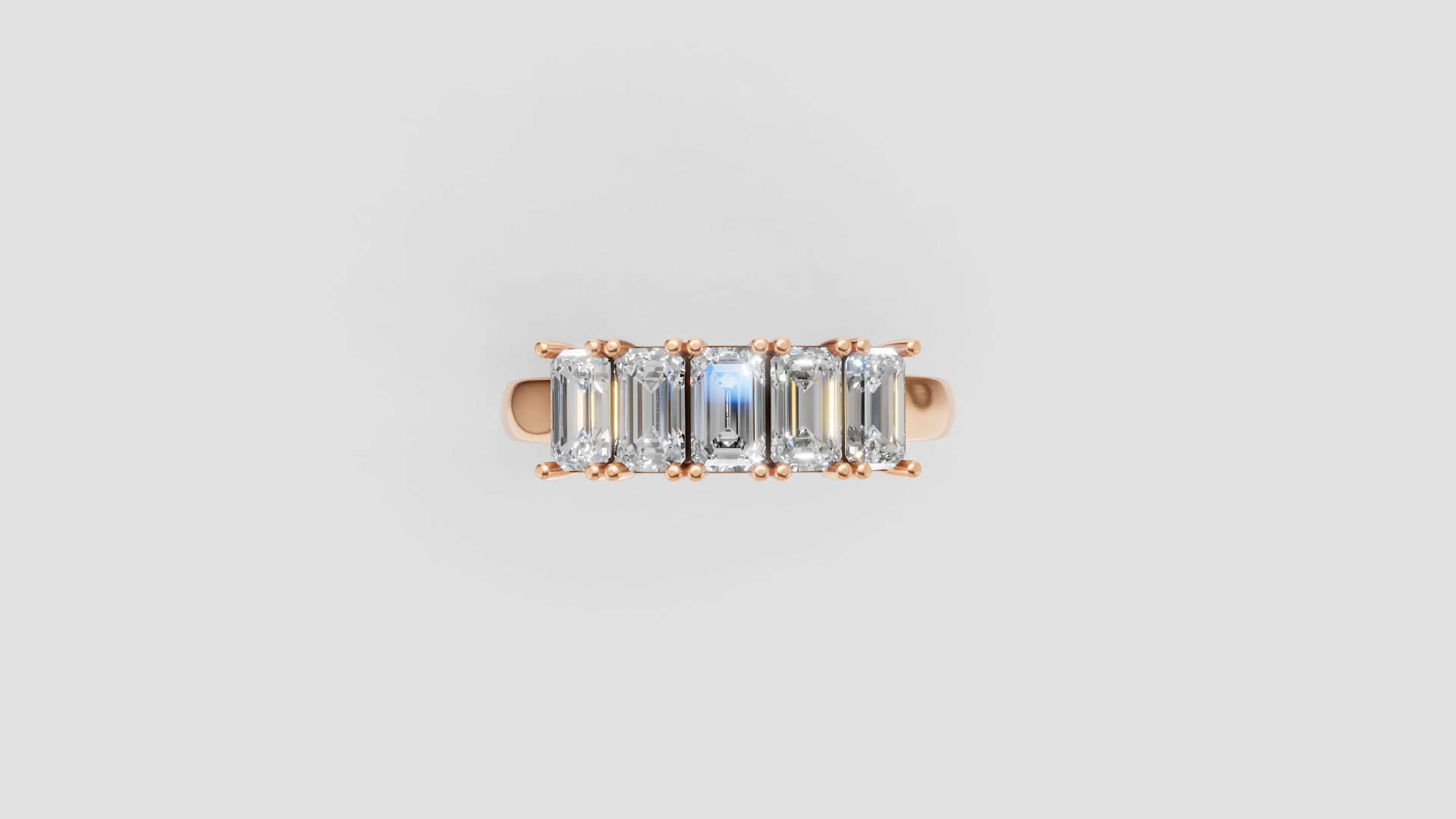 ✨ Emerald-Cut Diamond Band Ring | 18K Gold | DS IMPEX