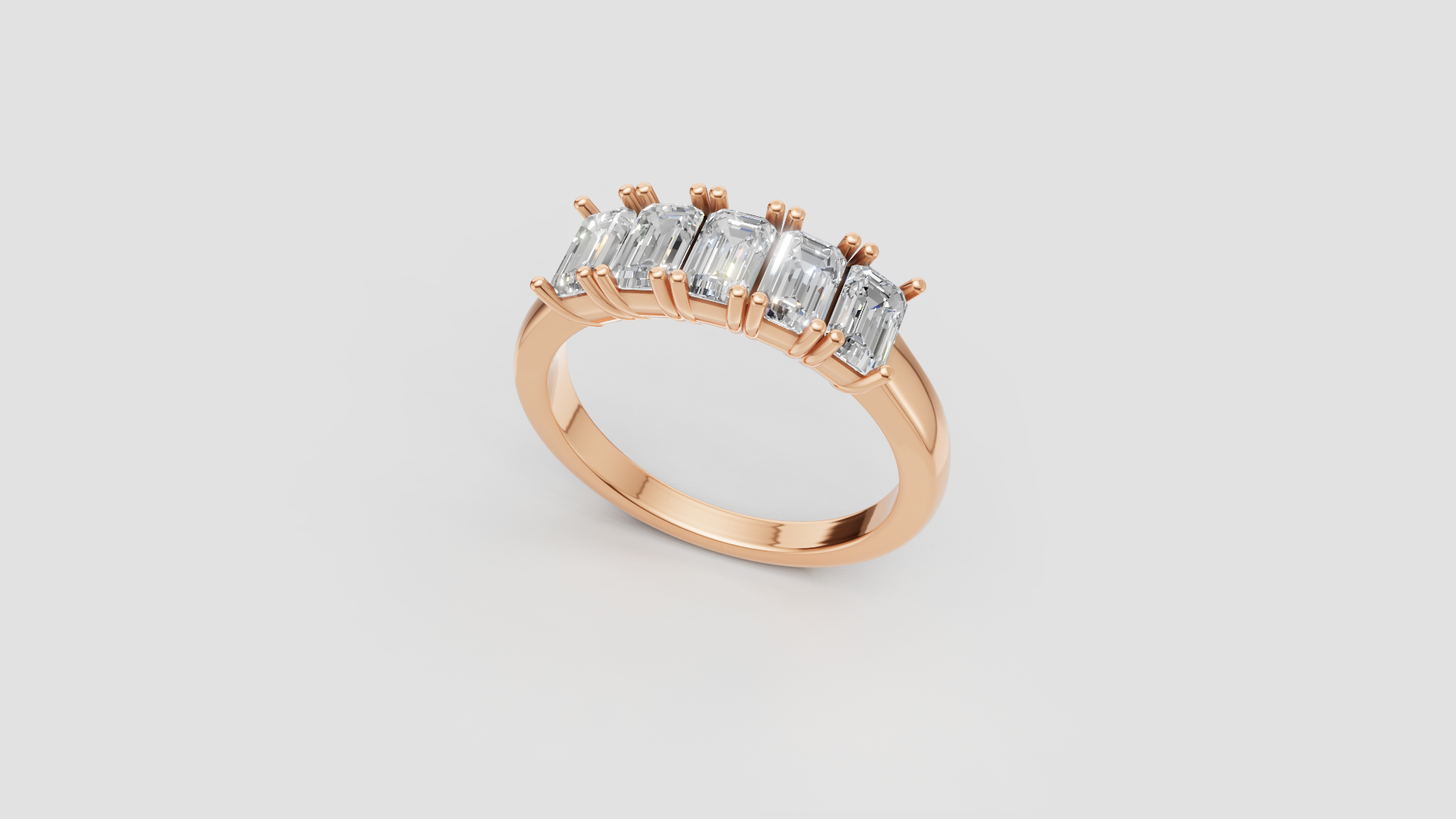 ✨ Emerald-Cut Diamond Band Ring | 18K Gold | DS IMPEX