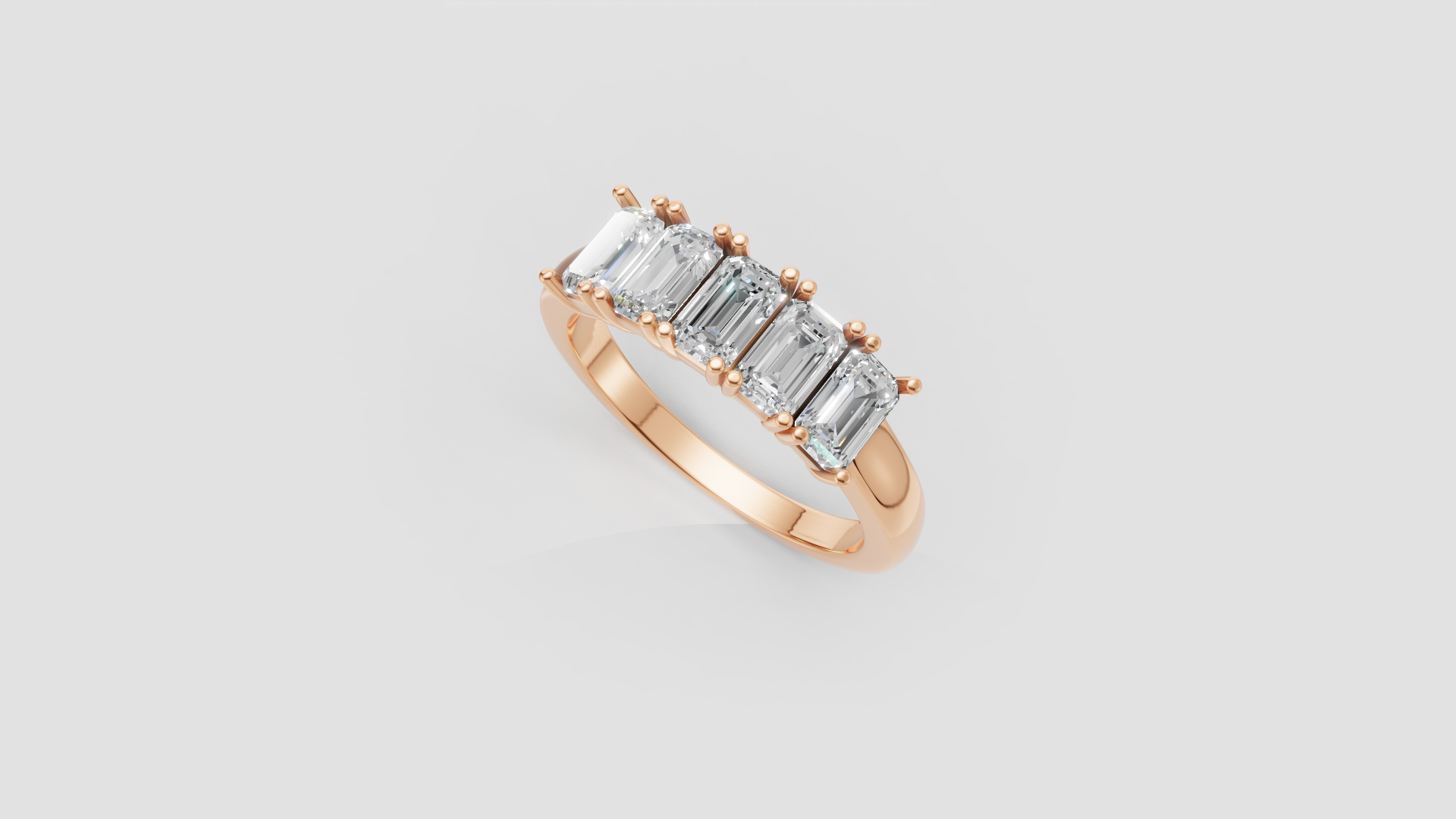 ✨ Emerald-Cut Diamond Band Ring | 18K Gold | DS IMPEX