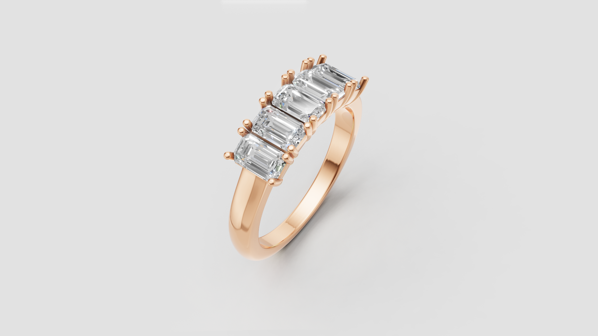 ✨ Emerald-Cut Diamond Band Ring | 18K Gold | DS IMPEX