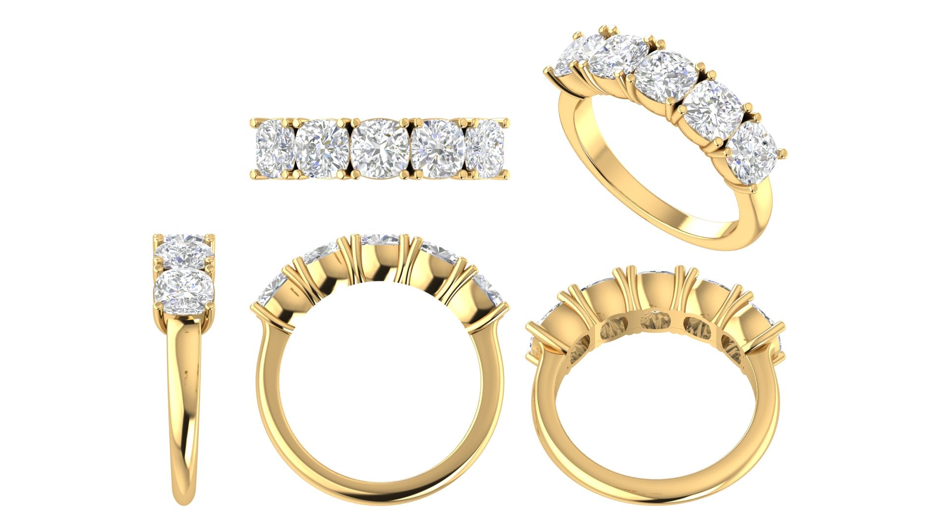 ✨ Cushion-Cut Diamond Band Ring | 18K Gold | DS IMPEX