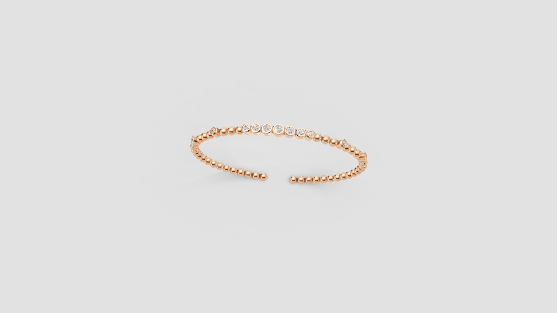 Diamond Beaded Open Bangle | 18K Gold | DS IMPEX