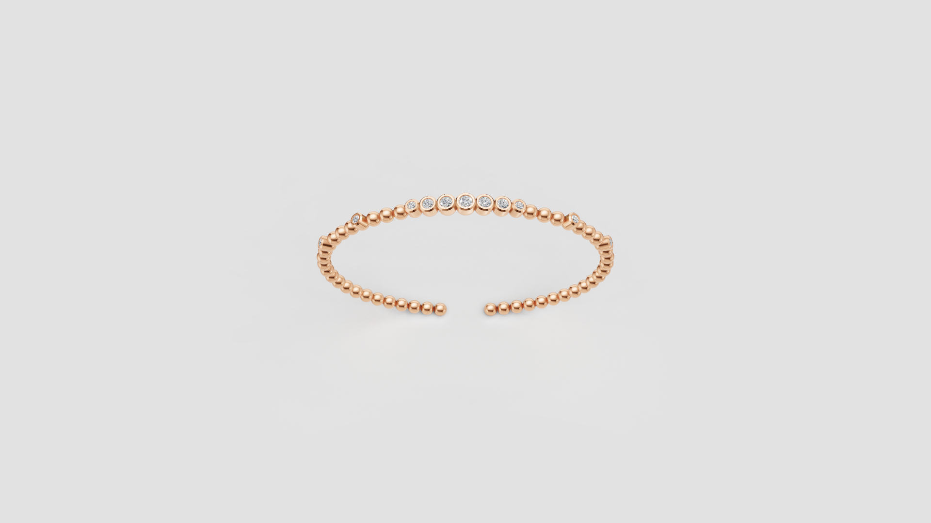 Diamond Beaded Open Bangle | 18K Gold | DS IMPEX
