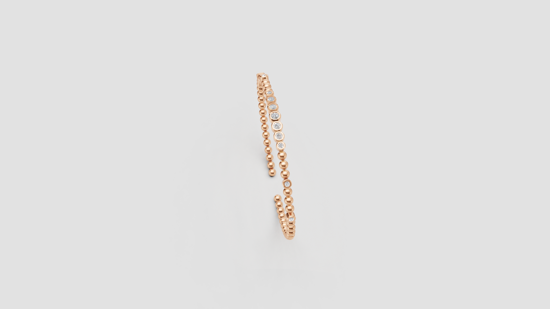 Diamond Beaded Open Bangle | 18K Gold | DS IMPEX
