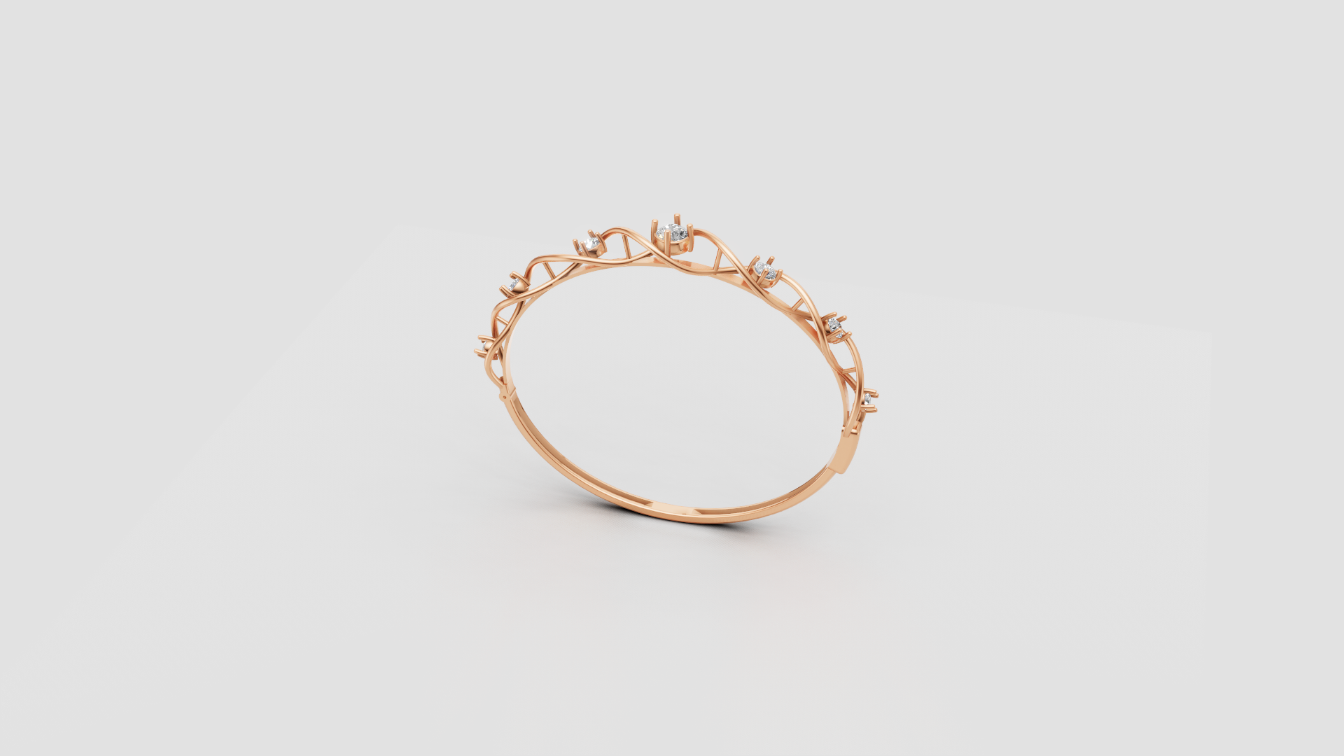 Twisted Vine Diamond Bangle | 14K Gold | DS IMPEX