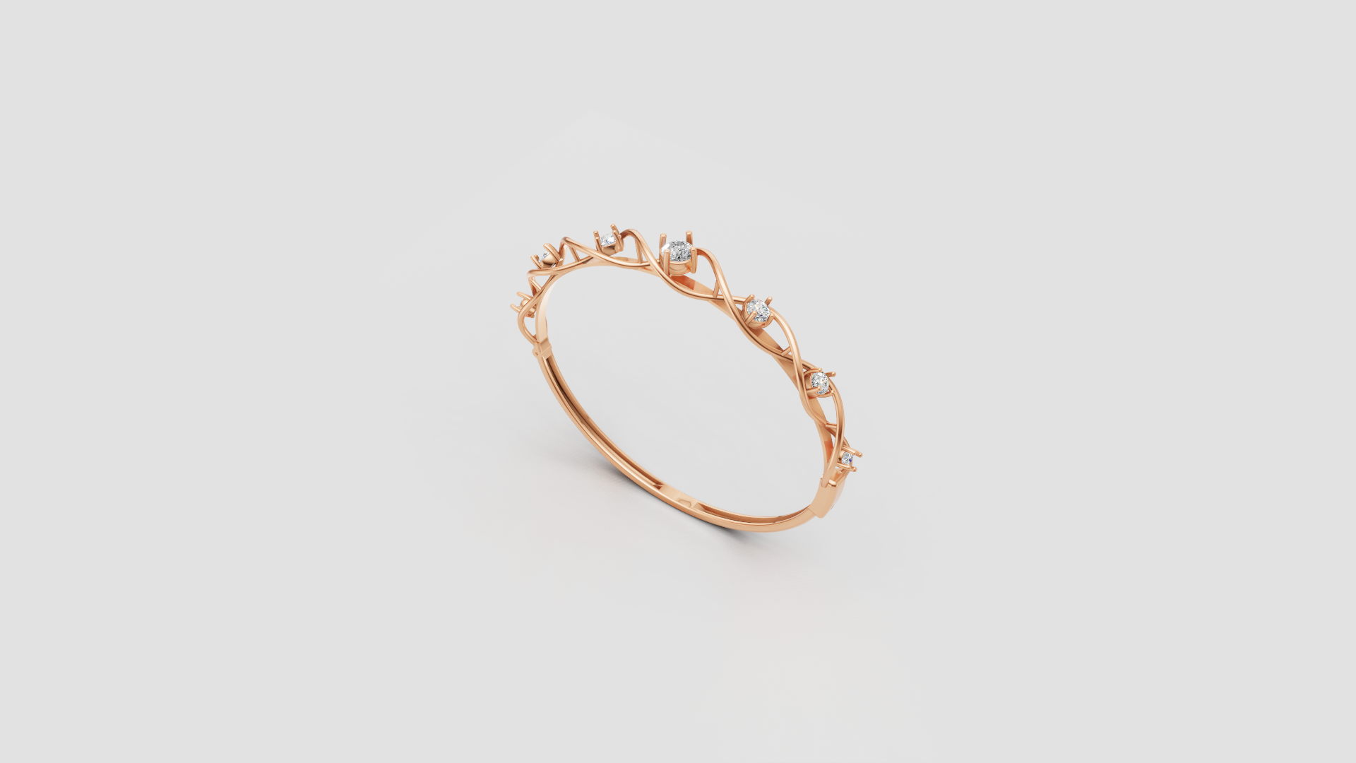 Twisted Vine Diamond Bangle | 14K Gold | DS IMPEX