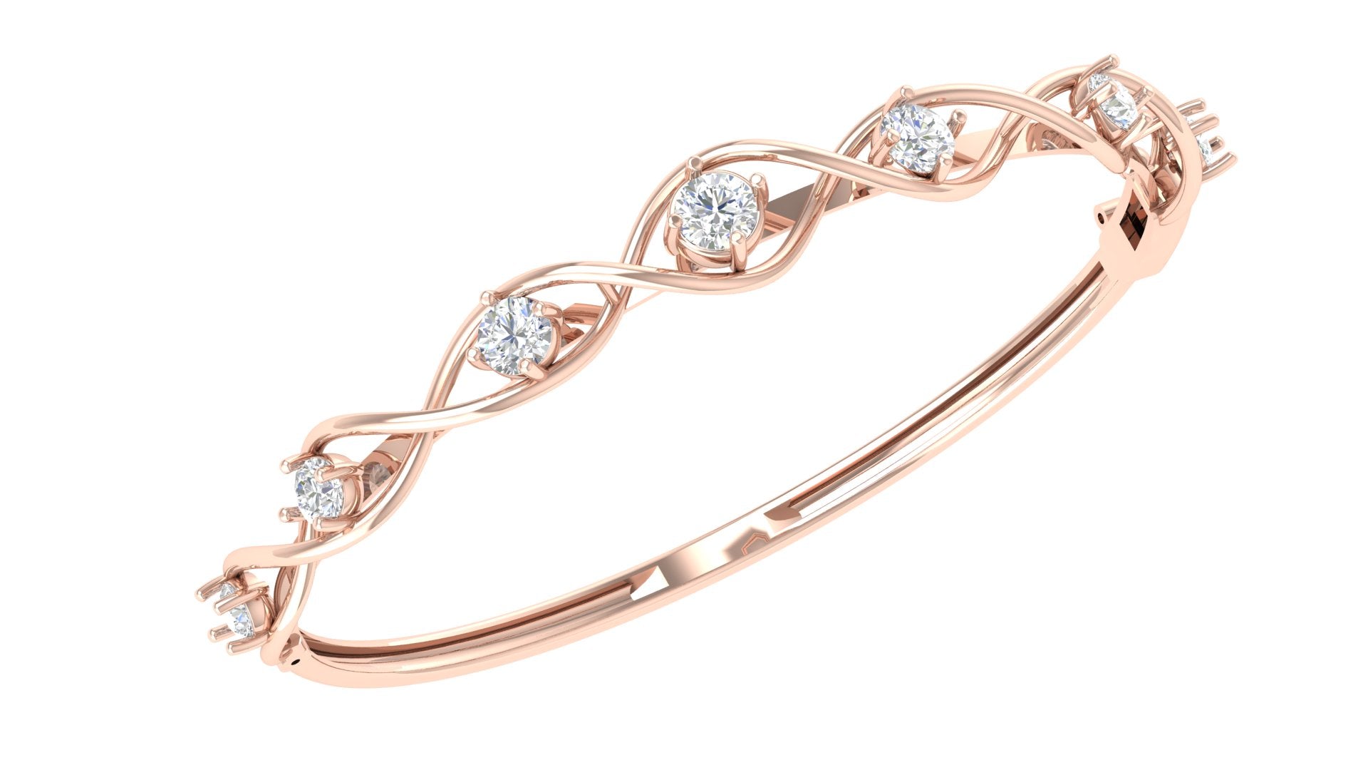Twisted Vine Diamond Bangle | 14K Gold | DS IMPEX