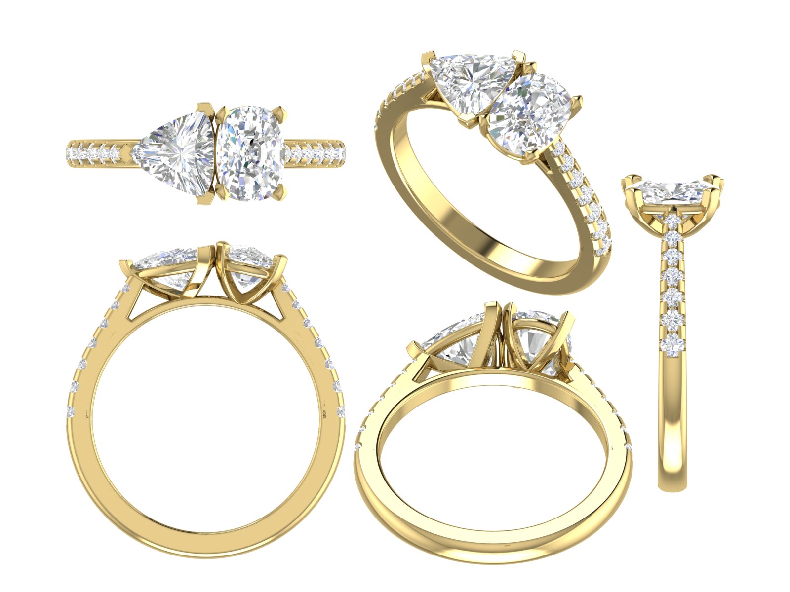 ✨ Double-Solitaire Heart Ring | 14K Gold | DS IMPEX