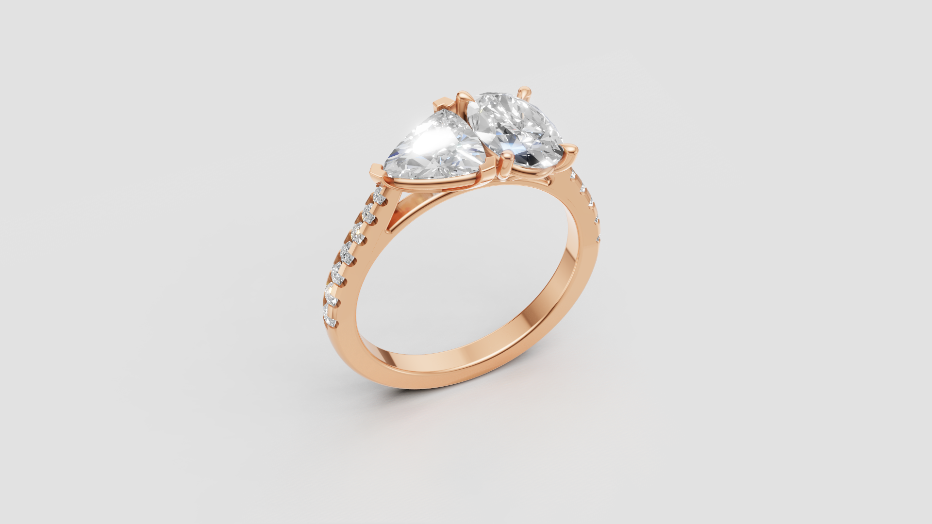 ✨ Double-Solitaire Heart Ring | 14K Gold | DS IMPEX