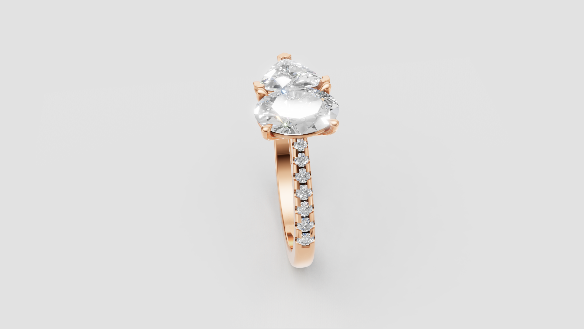✨ Double-Solitaire Heart Ring | 14K Gold | DS IMPEX