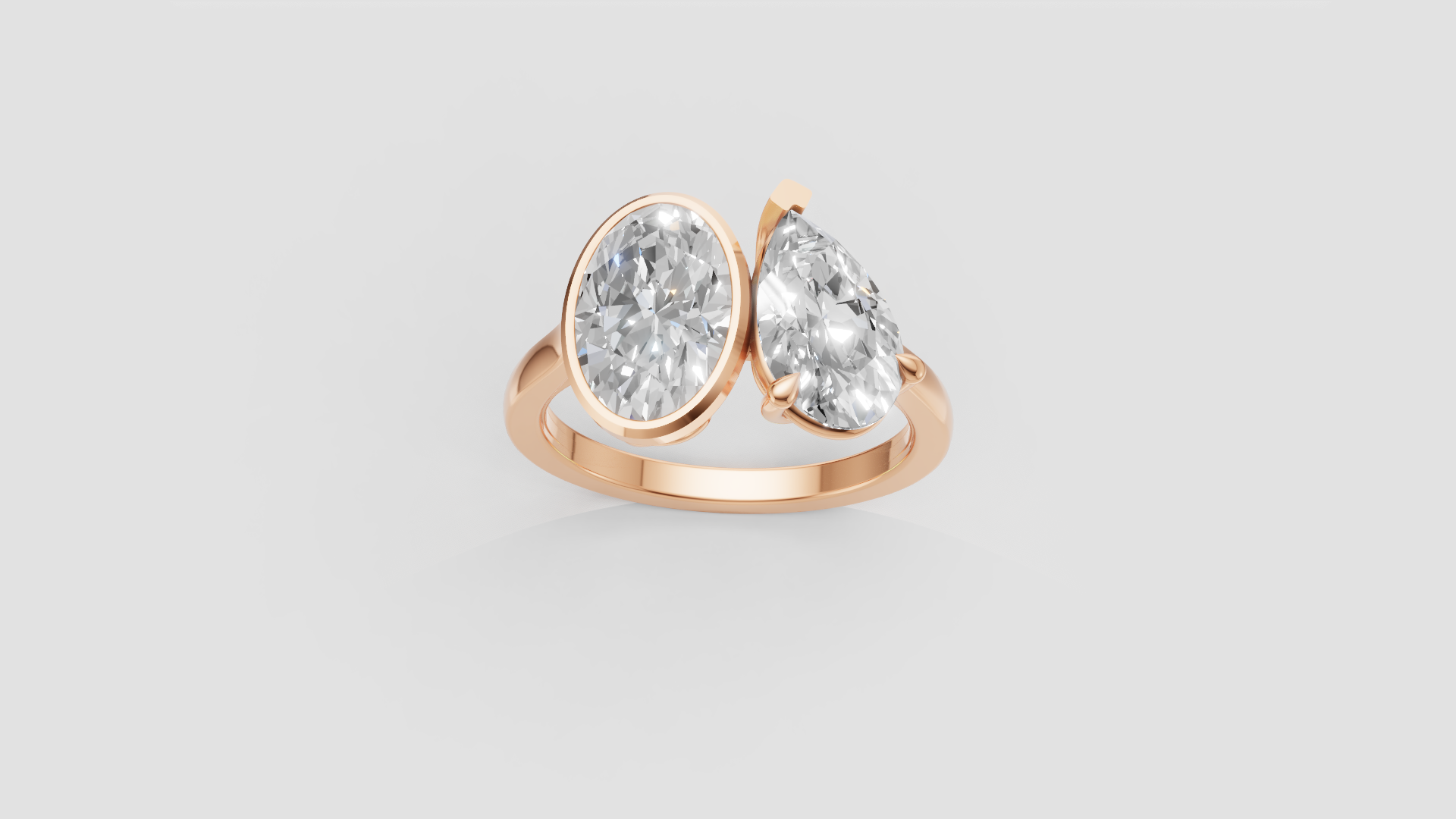 ✨ Double-Solitaire Round & Pear Cut Ring | 14K Gold | DS IMPEX