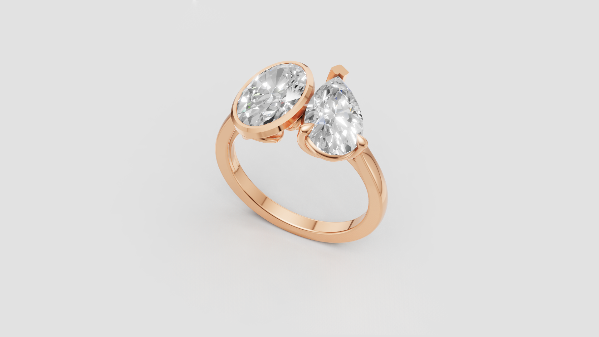 ✨ Double-Solitaire Round & Pear Cut Ring | 14K Gold | DS IMPEX