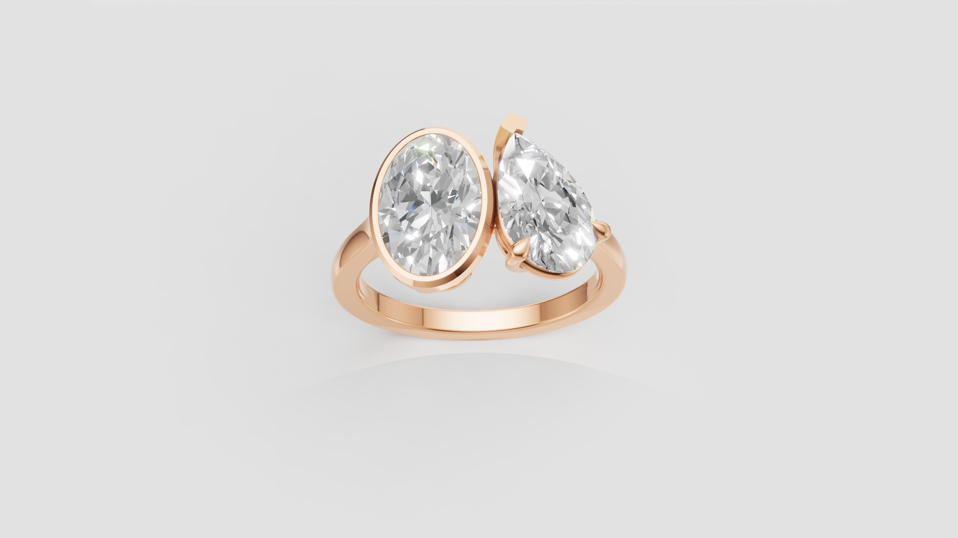✨ Double-Solitaire Round & Pear Cut Ring | 14K Gold | DS IMPEX