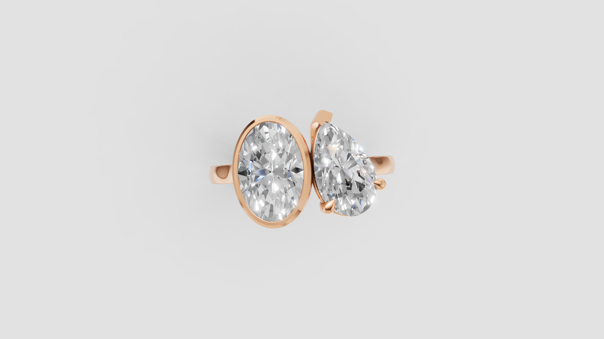 ✨ Double-Solitaire Round & Pear Cut Ring | 14K Gold | DS IMPEX
