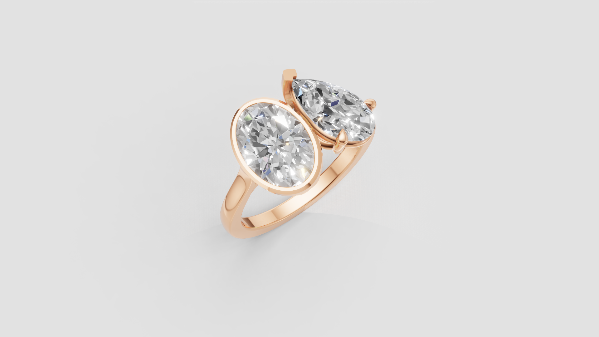 ✨ Double-Solitaire Round & Pear Cut Ring | 14K Gold | DS IMPEX