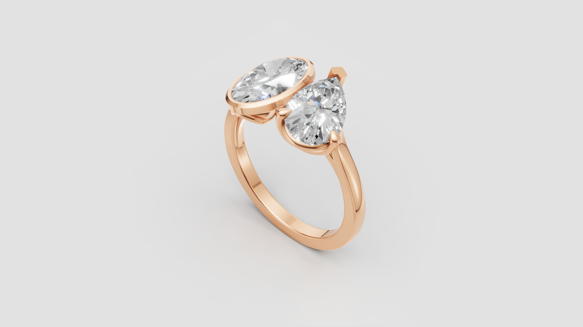 ✨ Double-Solitaire Round & Pear Cut Ring | 14K Gold | DS IMPEX