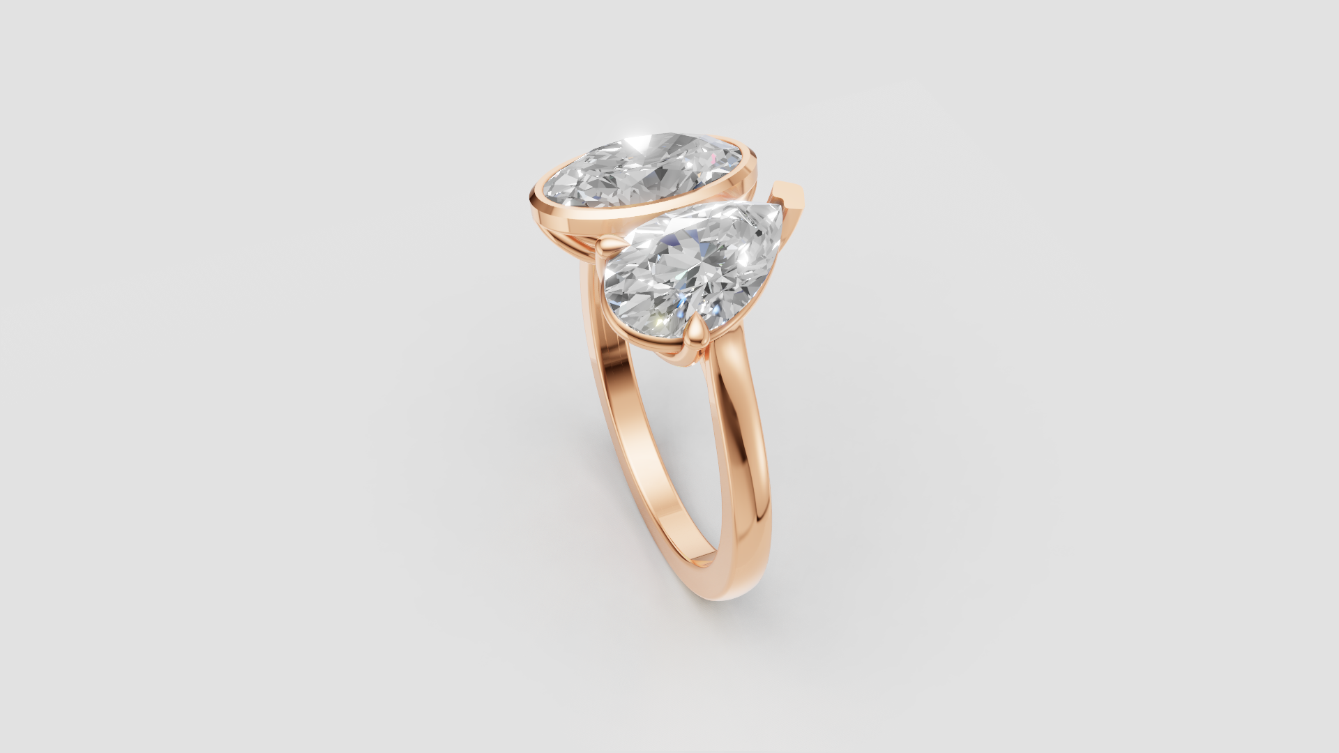 ✨ Double-Solitaire Round & Pear Cut Ring | 14K Gold | DS IMPEX