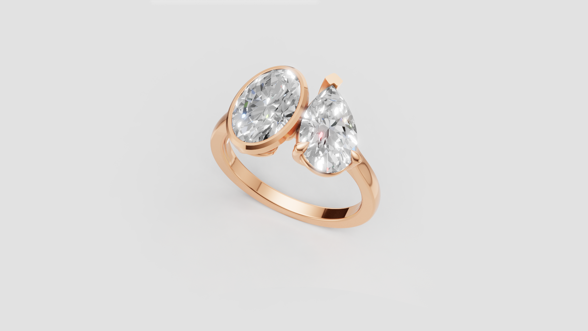 ✨ Double-Solitaire Round & Pear Cut Ring | 14K Gold | DS IMPEX