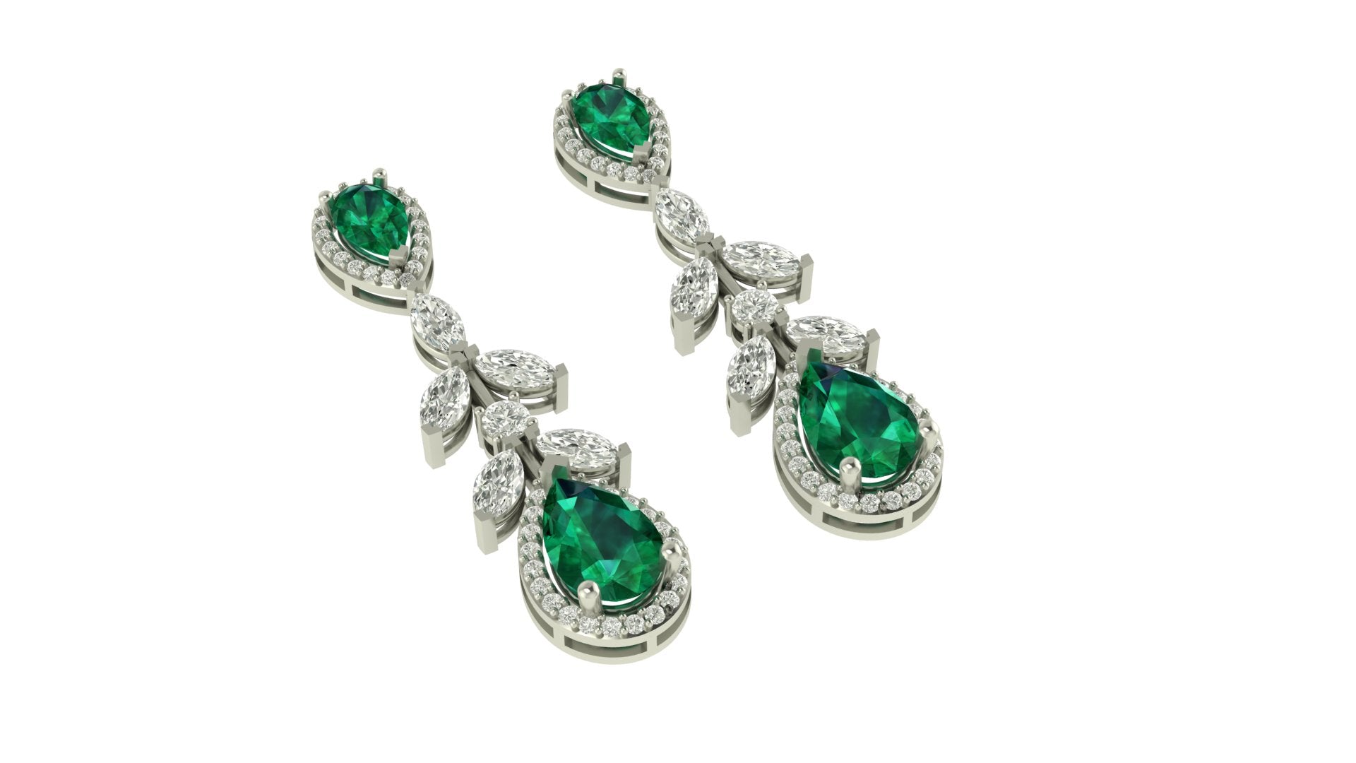 round & Marquise Diamond Drop Earrings – 18K Gold Botanical Glamour