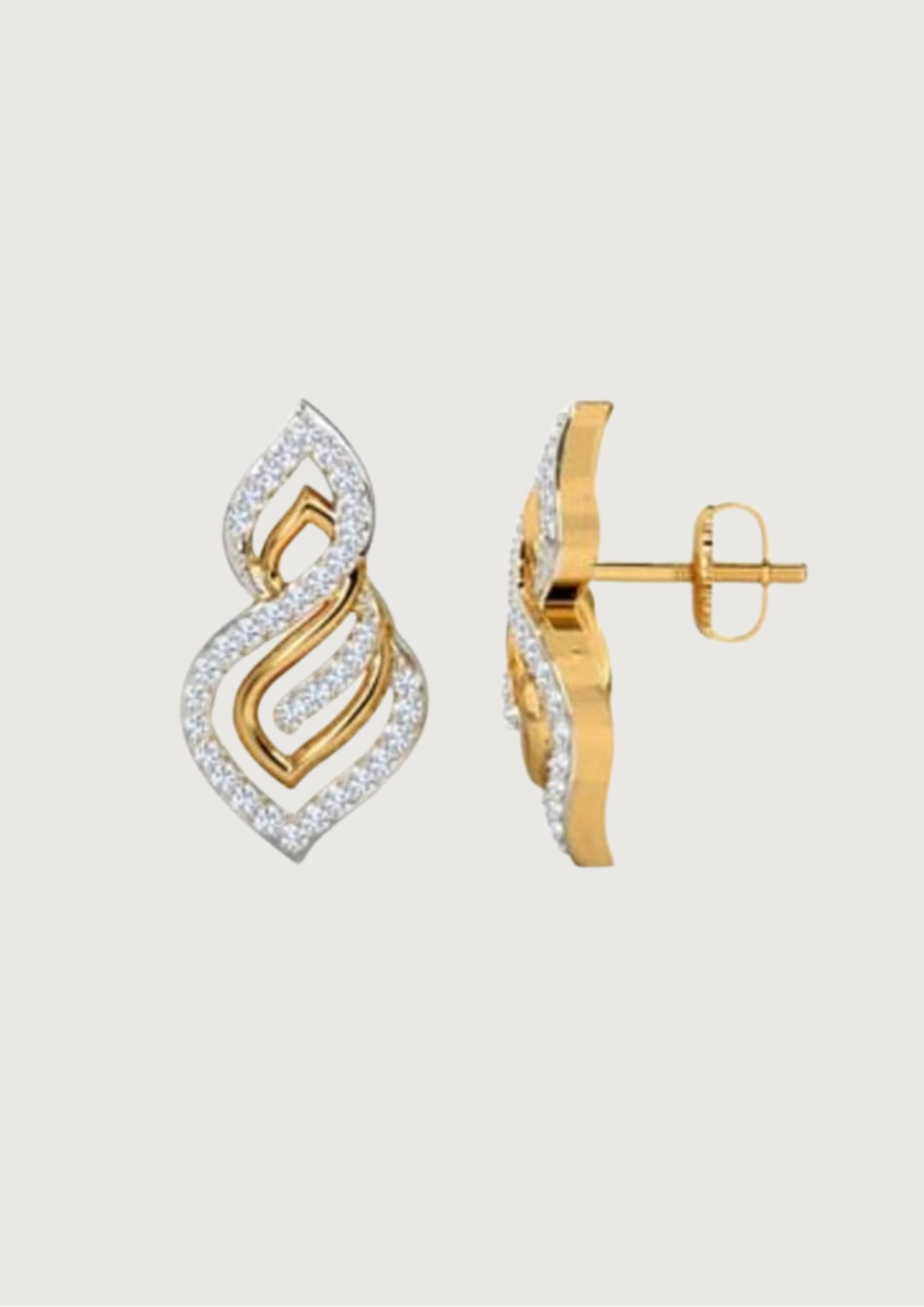 Eternal Flame Diamond Earrings – Dual-Tone Elegance in Gold & Sparkle