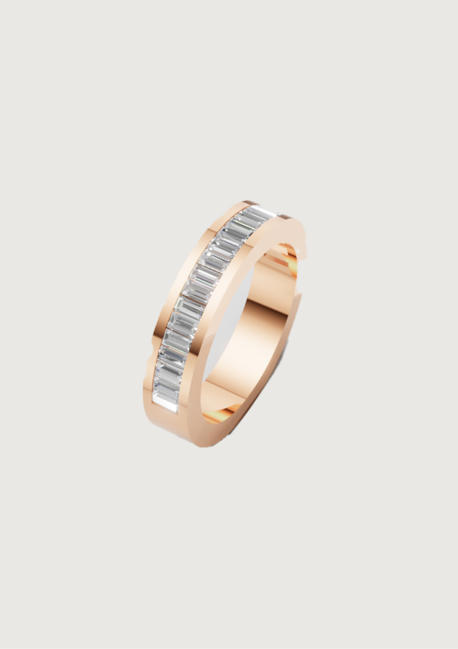 "Linear Luxe" – Baguette Diamond Channel Band in 14K Rose Gold