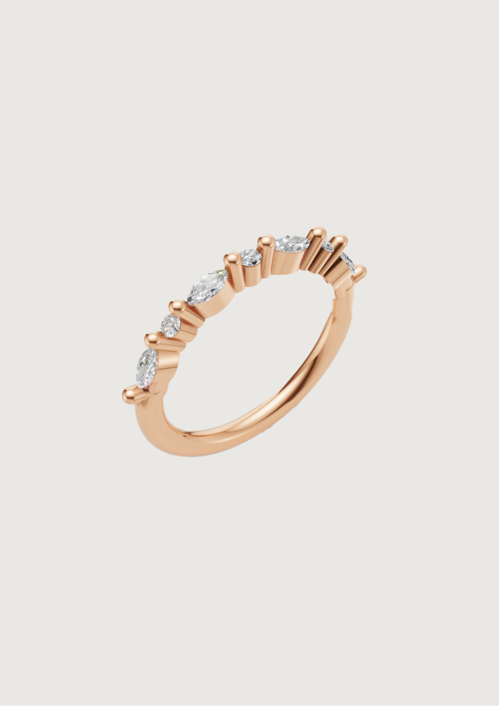 "Celestine Whisper" – Marquise & Round Mixed Diamond Band in 14K Rose Gold 💫