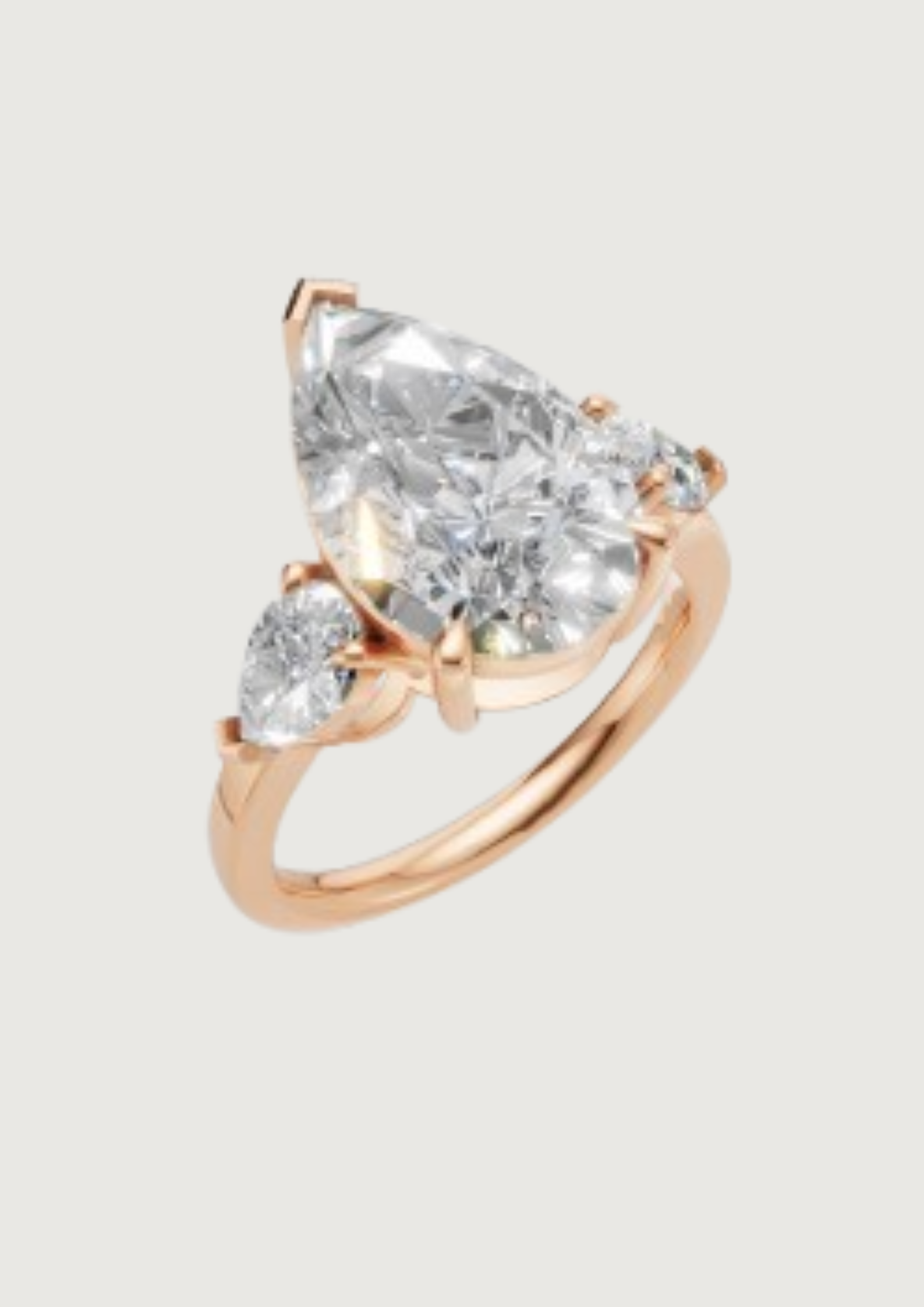 💎 Pear-Cut Diamond Three-Stone Ring | 18K Gold | DS IMPEX