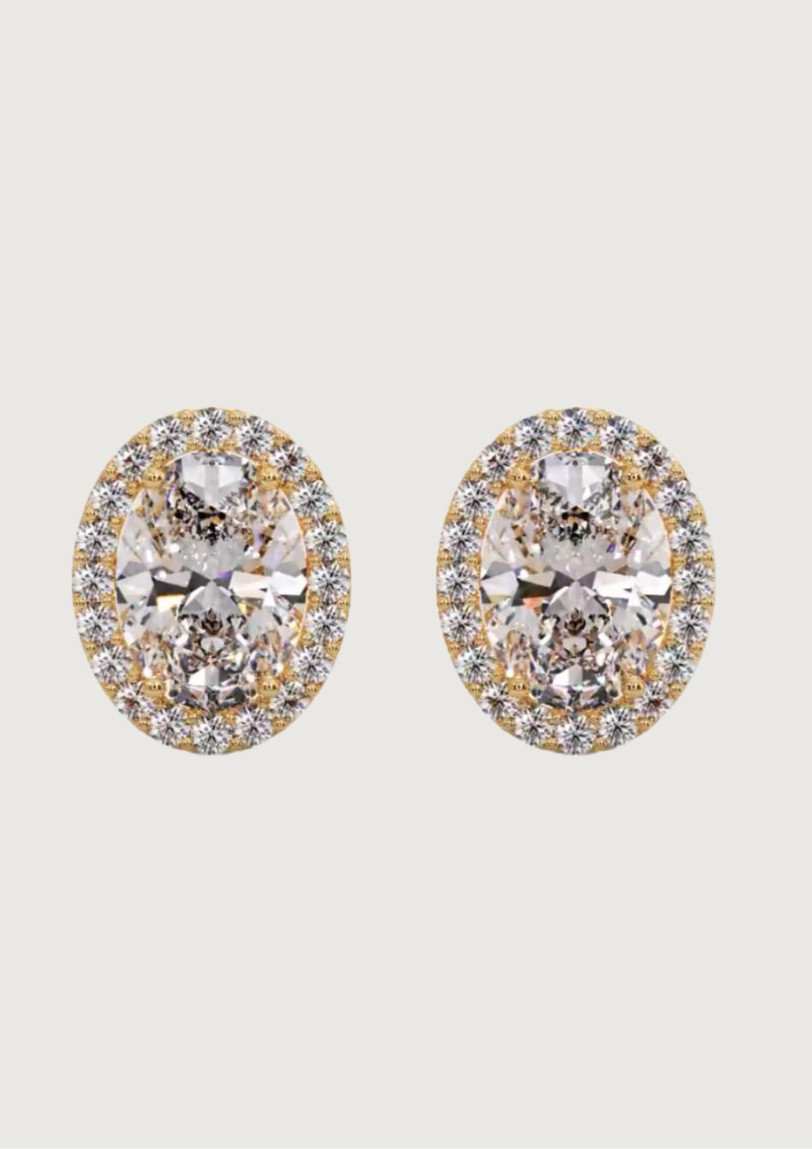 Aurelia Oval Halo Studs – Timeless Elegance in 14KT Yellow Gold