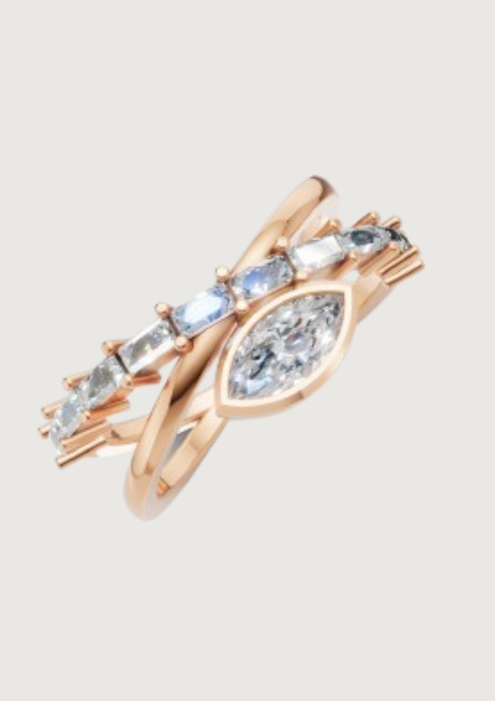 💎 Marquise Cut Diamond Ring with Side Accent Band | 3.50g 14K Rose Gold | DS IMPEX
