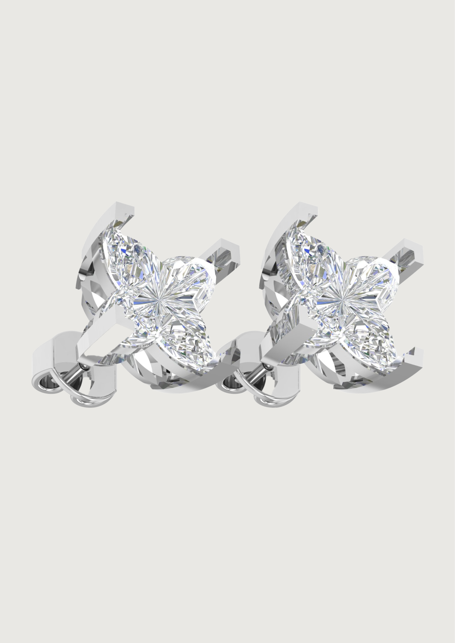 Elegant Butterfly Diamond Stud Earrings – White Gold Sparkle with Unique Floral Cut ✨